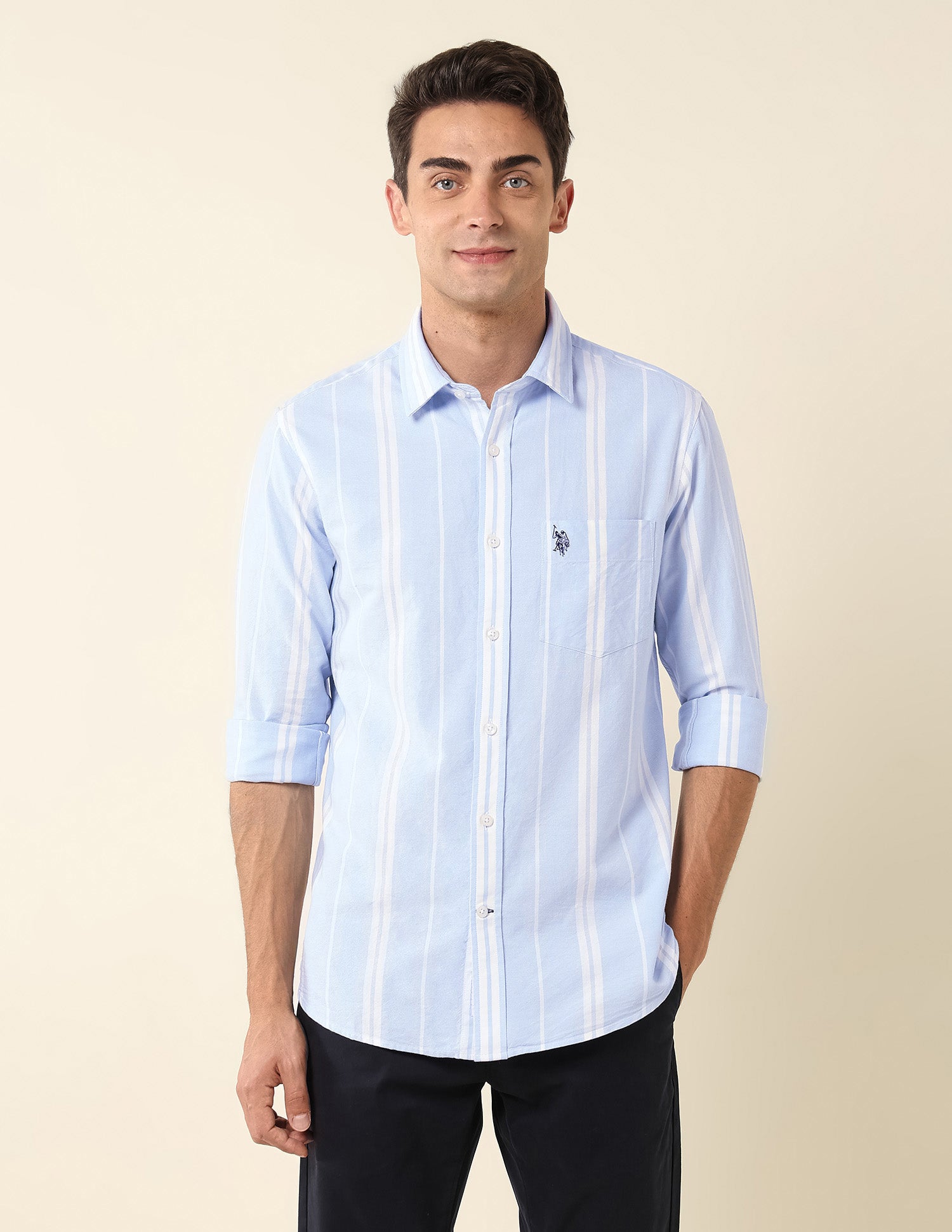 Vertical Striped Tailored Fit Shirt Blue - U.S. Polo Assn. India | Large