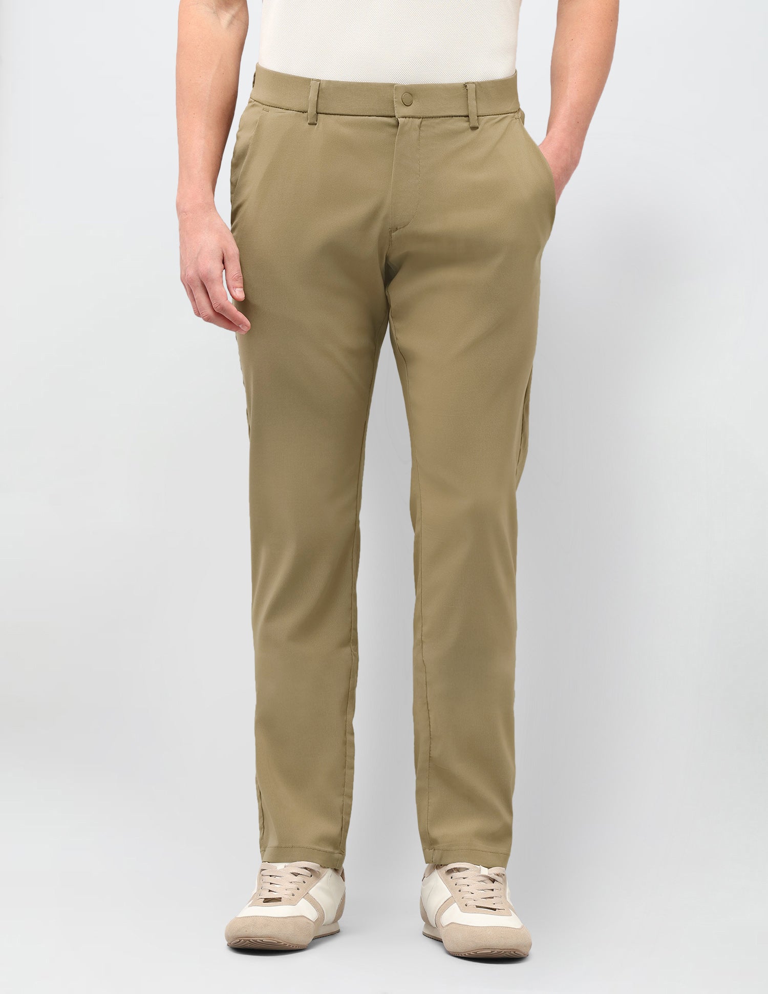 Satin Denver Slim Fit Trousers Khaki - U.S. Polo Assn. India | Large