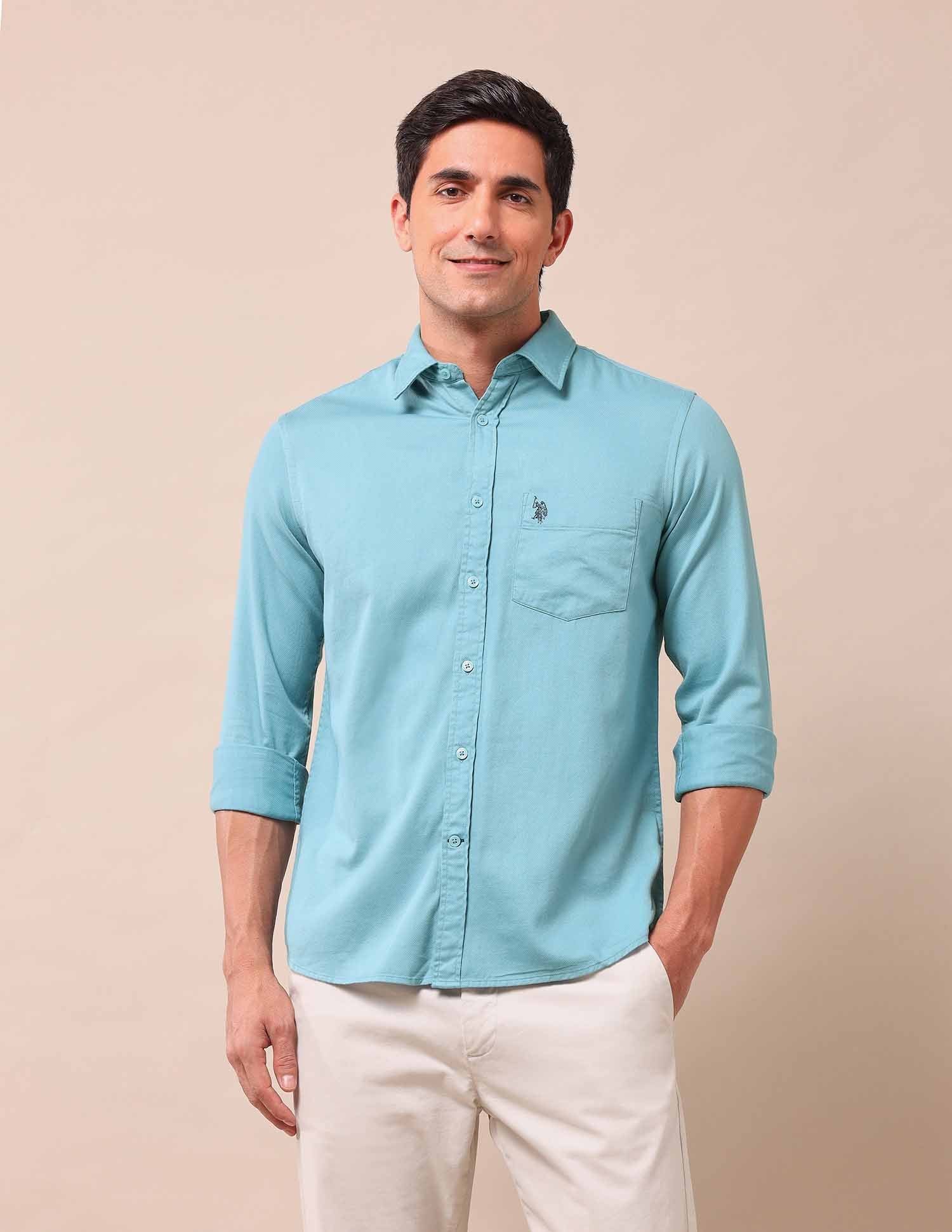 Solid Regular Shirt Teal - U.S. Polo Assn. India | Large