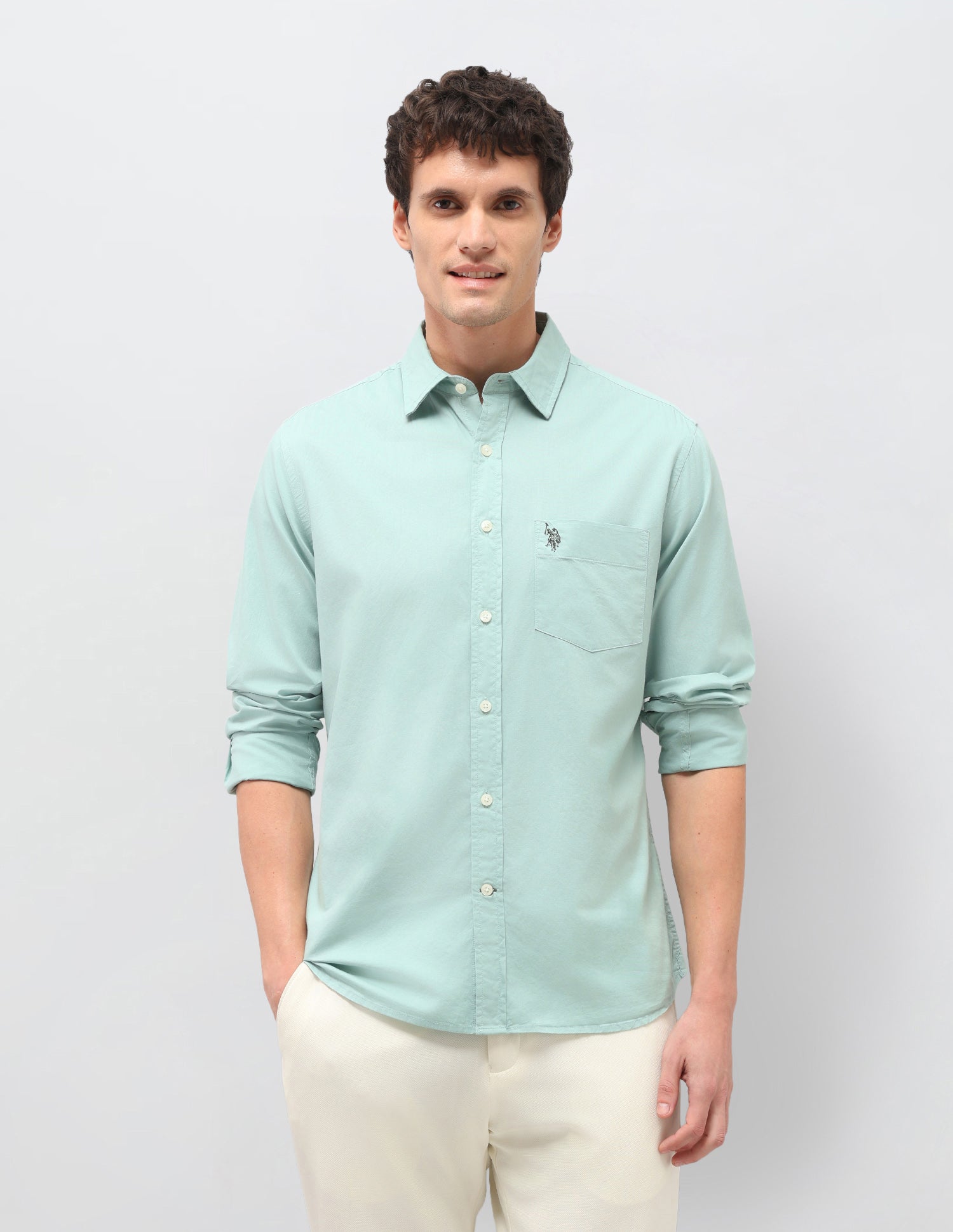 Twill Solid Shirt Mint - U.S. Polo Assn. India | Large
