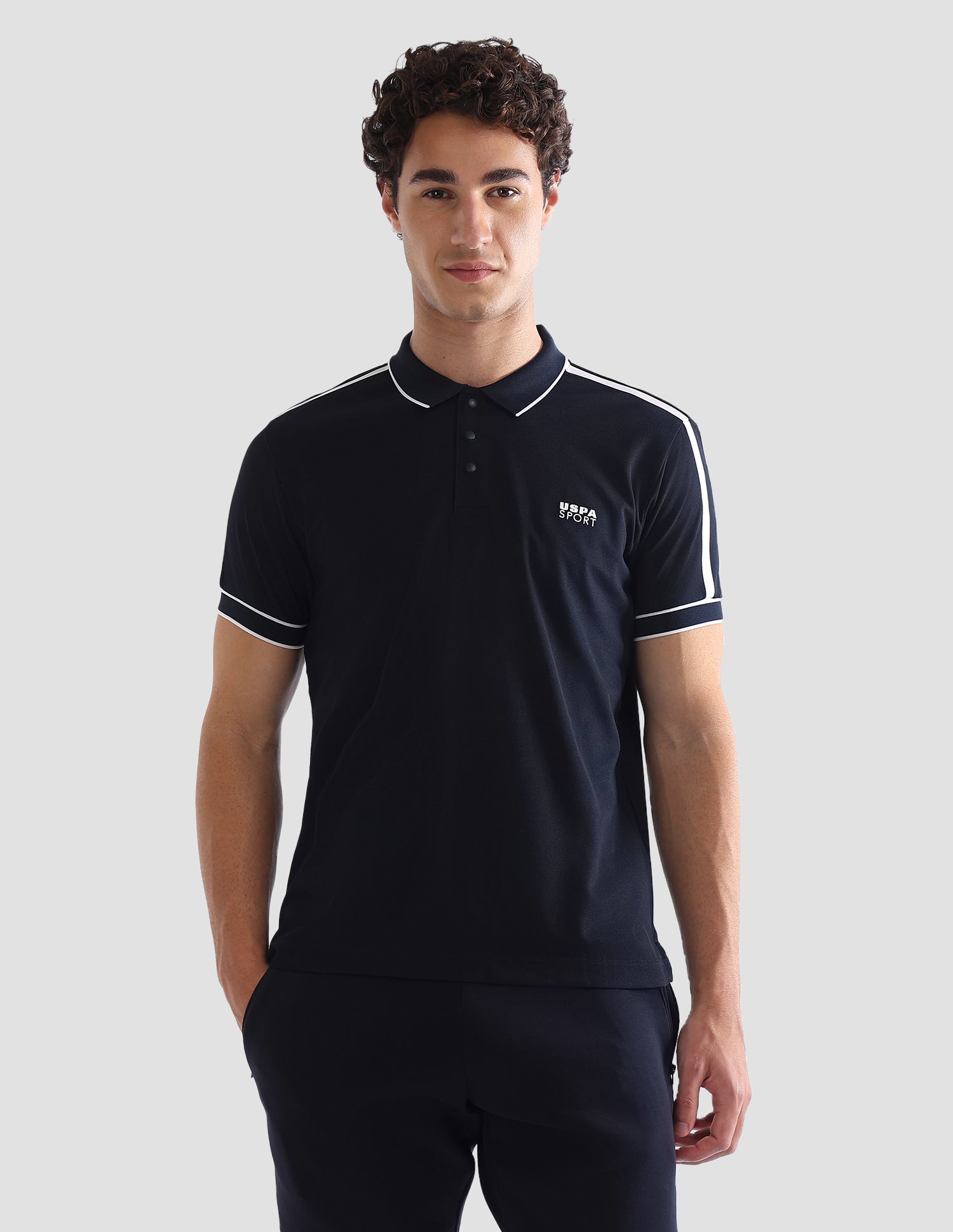Solid Slim Fit Active Polo Shirt Navy - U.S. Polo Assn. India | Large