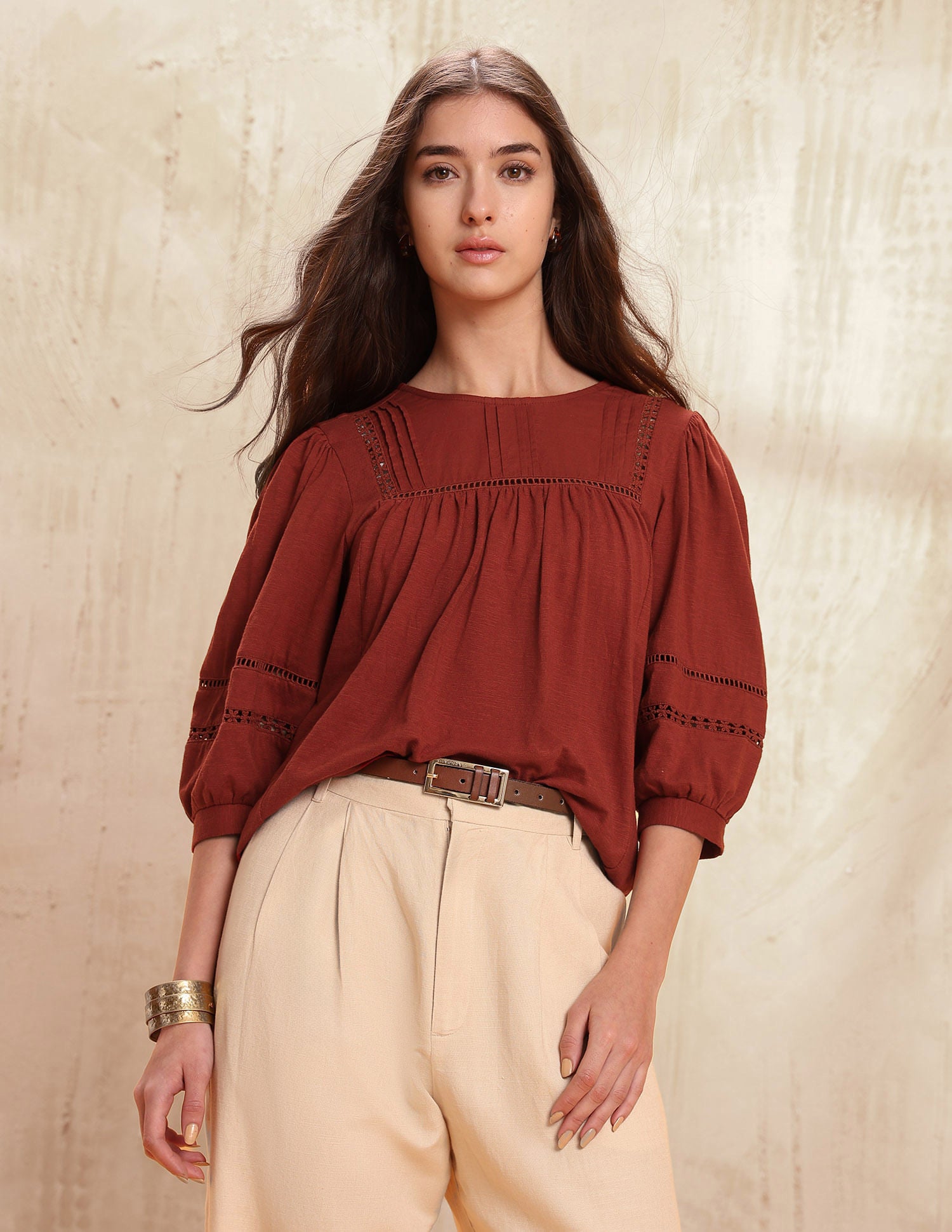 Lace Detailed Top Red - U.S. POLO ASSN. | Large