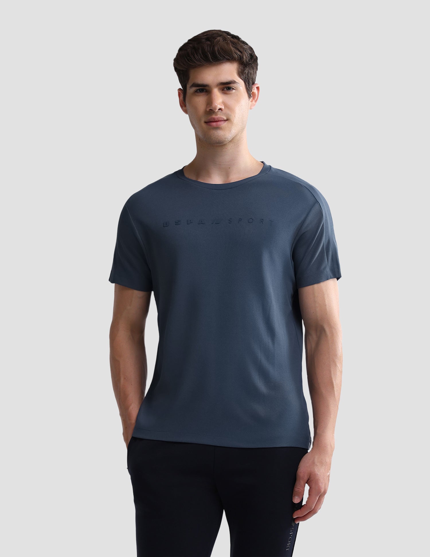 Solid Slim Fit Active T-Shirt Blue - U.S. Polo Assn. India | Large