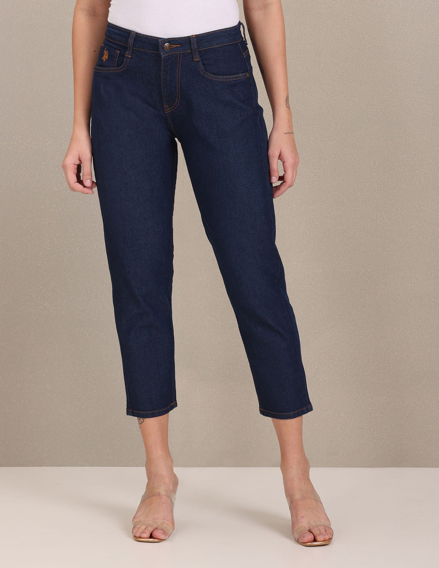 Mom Fit Rinsed Jeans Dark Blue - U.S. Polo Assn. India | Large