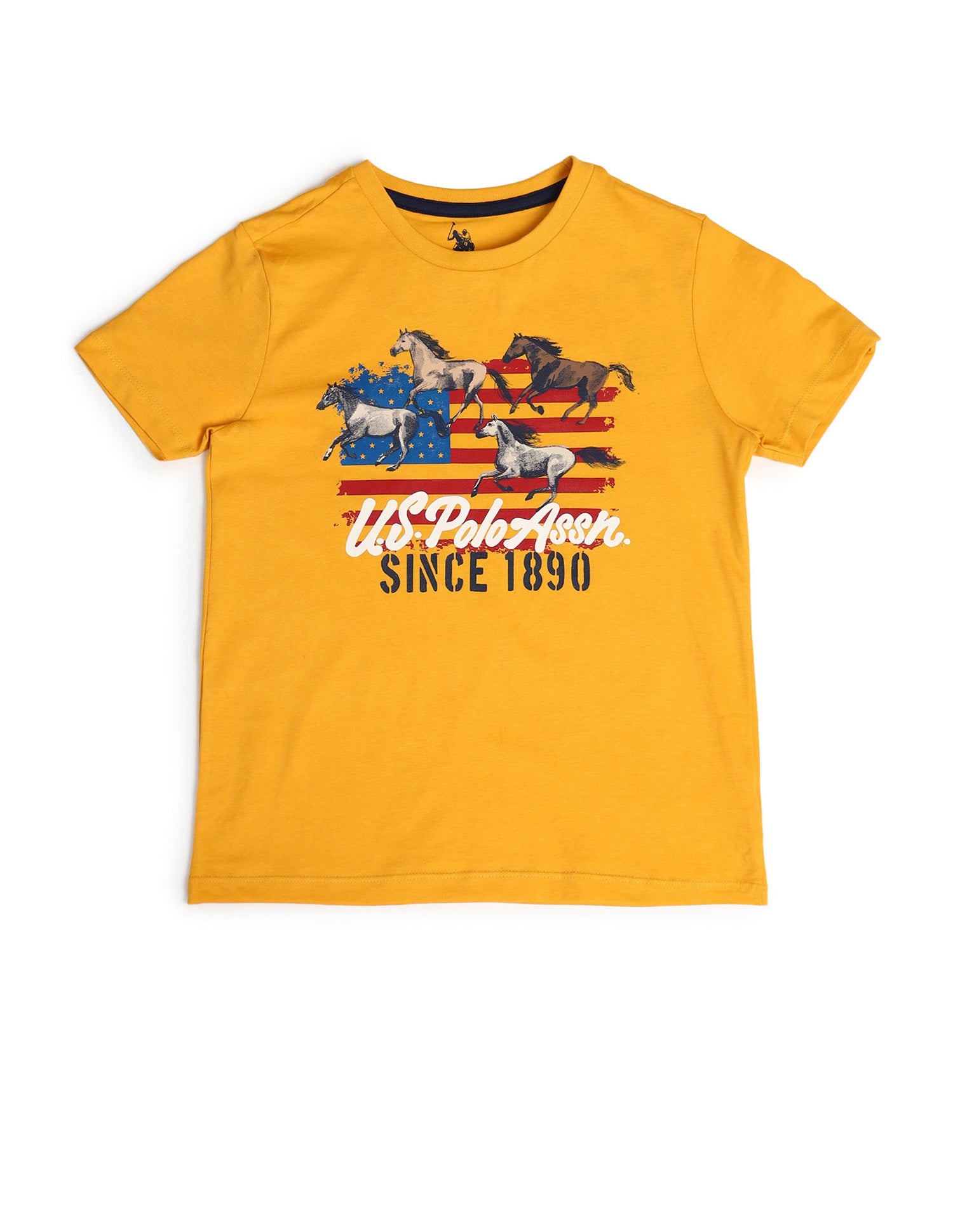 Boys Crew Neck Graphic Printed T-Shirt Gold - U.S. POLO ASSN. | Large