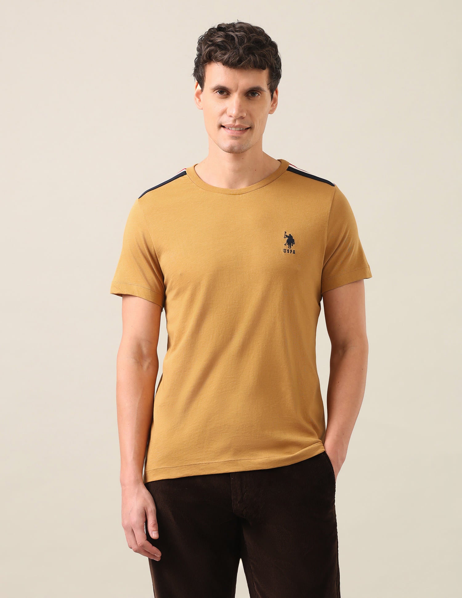 Solid Regular Fit T-Shirt Mustard - U.S. Polo Assn. India | Large