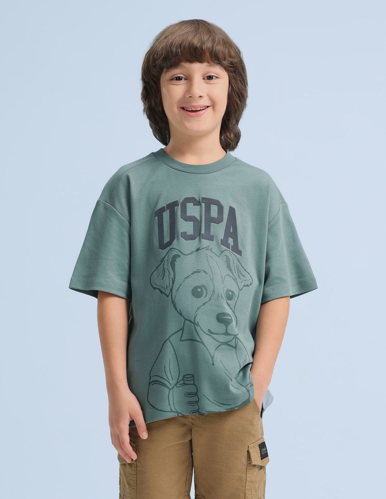 Graphic Brand Printed Oversized Fit T-Shirt Green - U.S. Polo Assn. India | Large