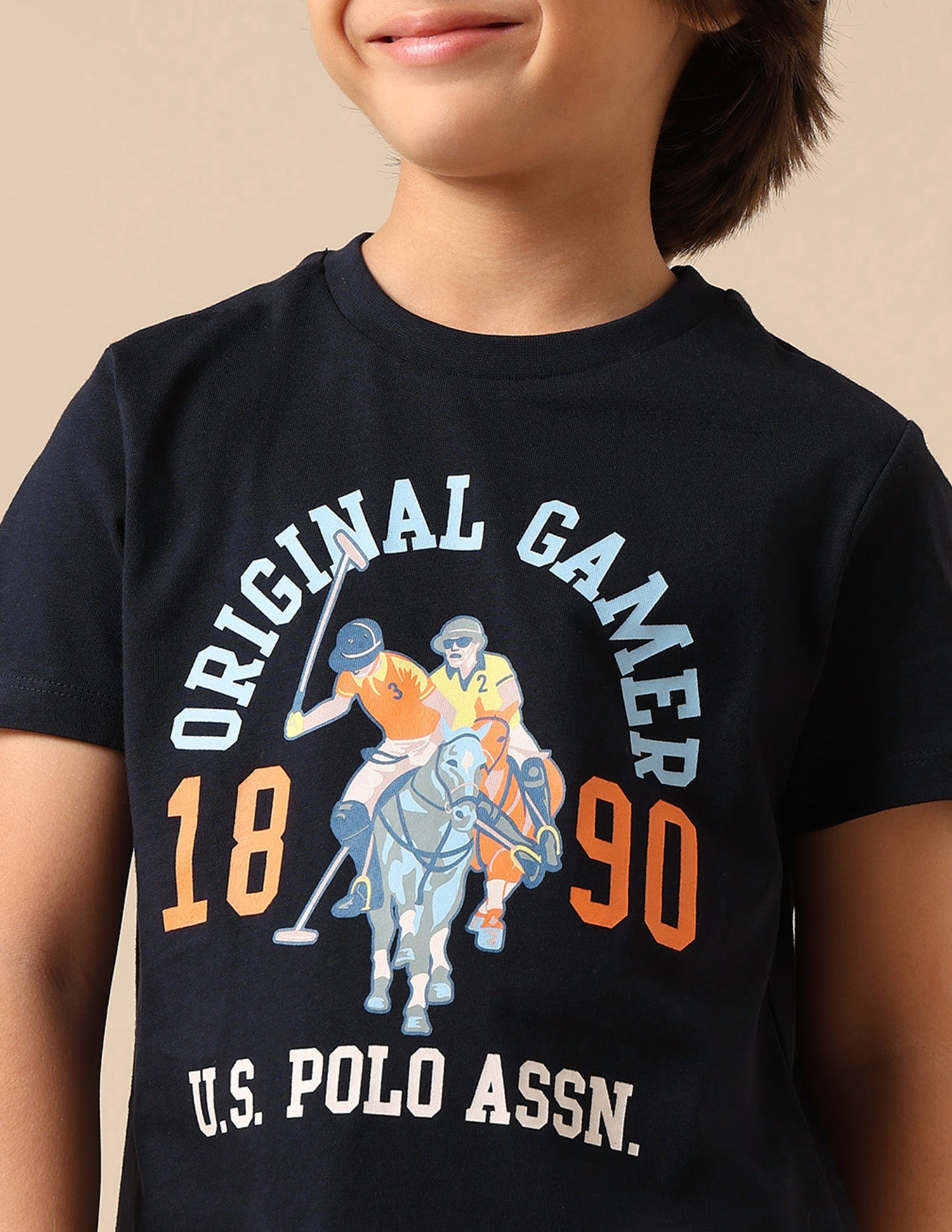 Boys Pure Cotton Graphic Brand Printed T Shirt Navy - U.S. POLO ASSN. | Large