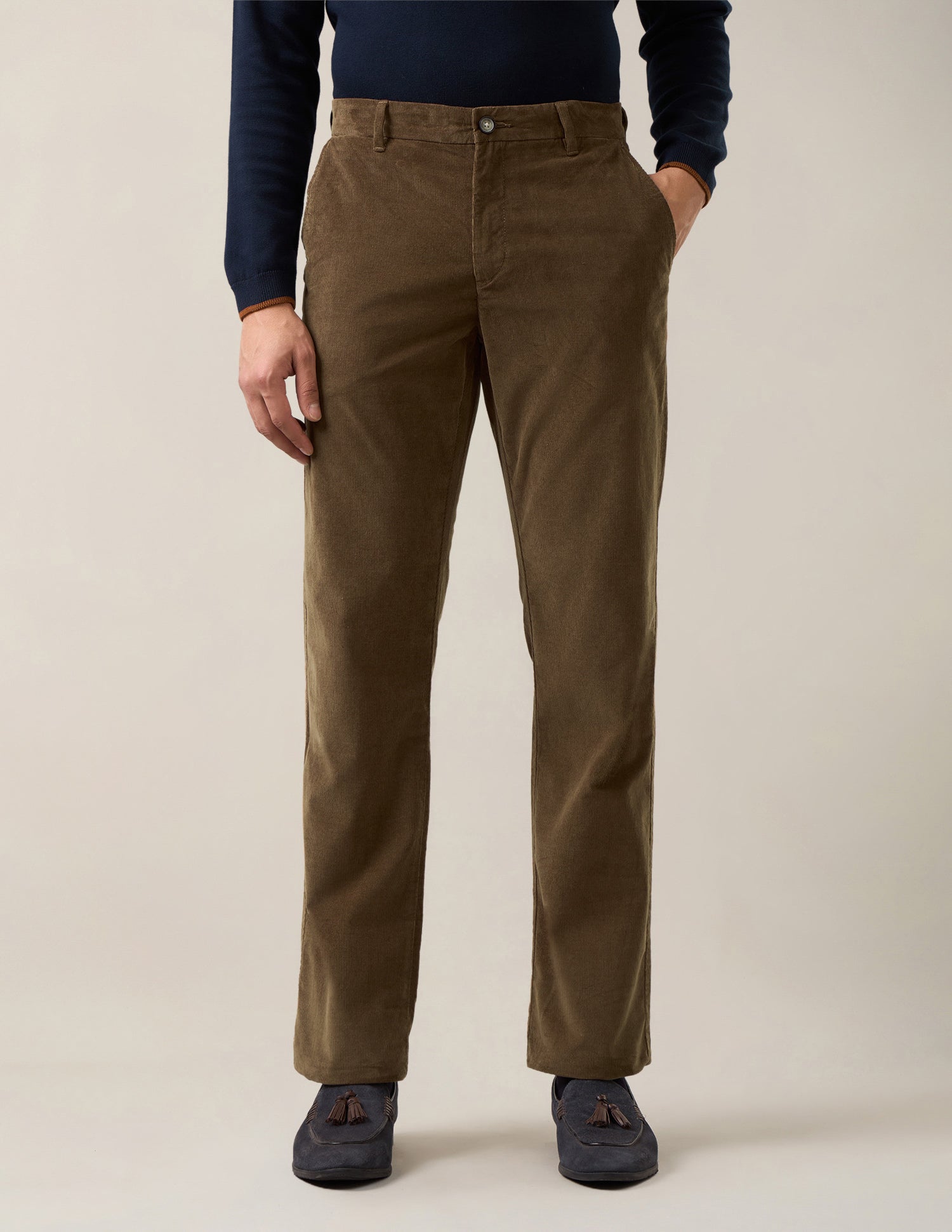 Riley Straight Fit Corduroy Trousers Tan - U.S. Polo Assn. India | Large