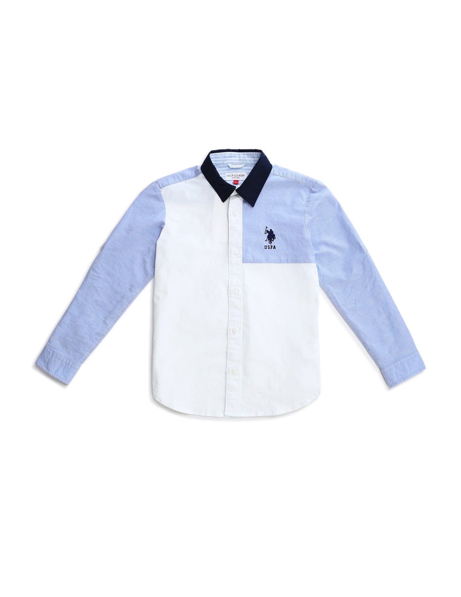 Boys Regular Fit Colour Blocked Shirt White - U.S. Polo Assn. India | Large