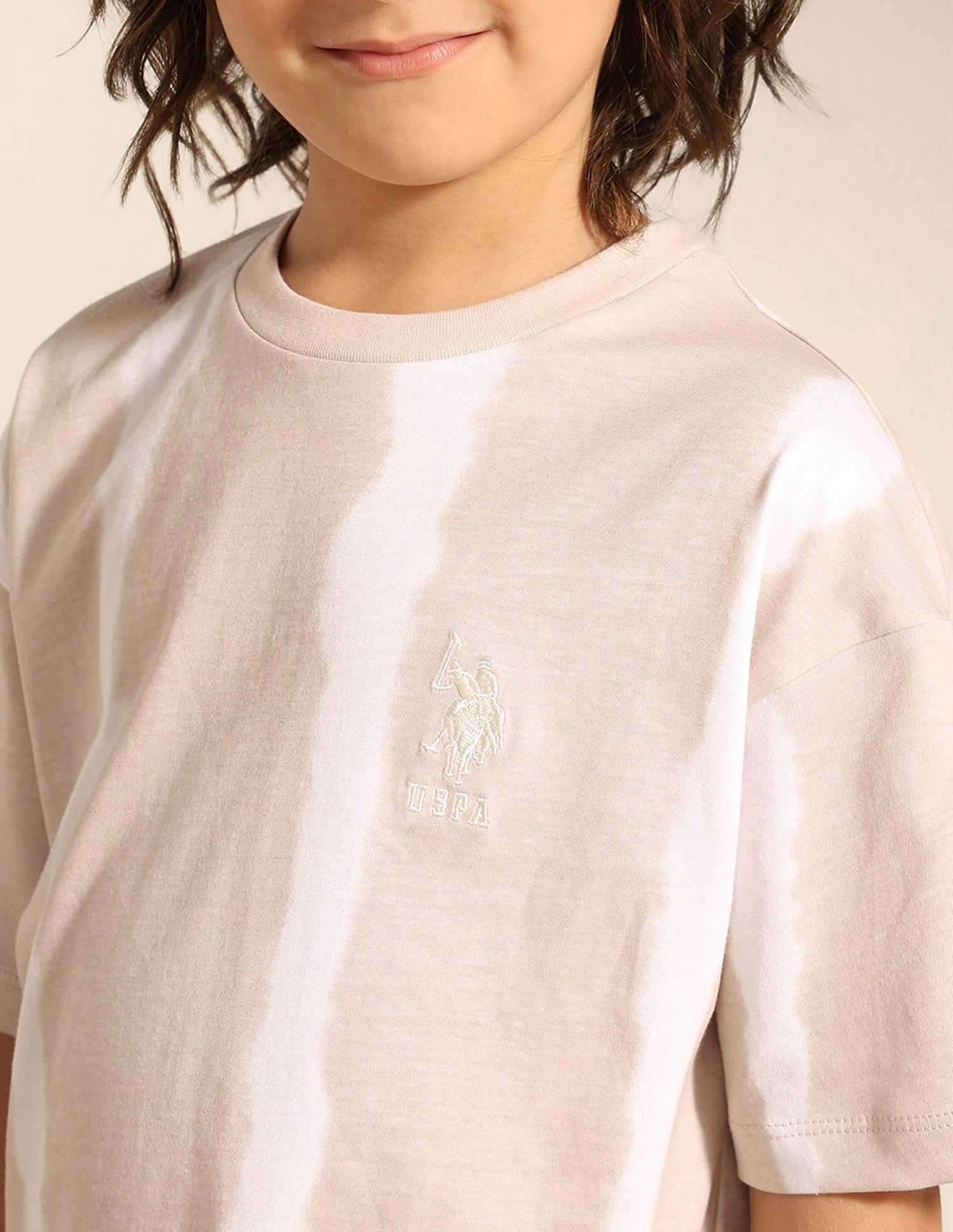 Boys All Over Printed Relaxed Fit T-Shirt Beige - U.S. POLO ASSN. | Large