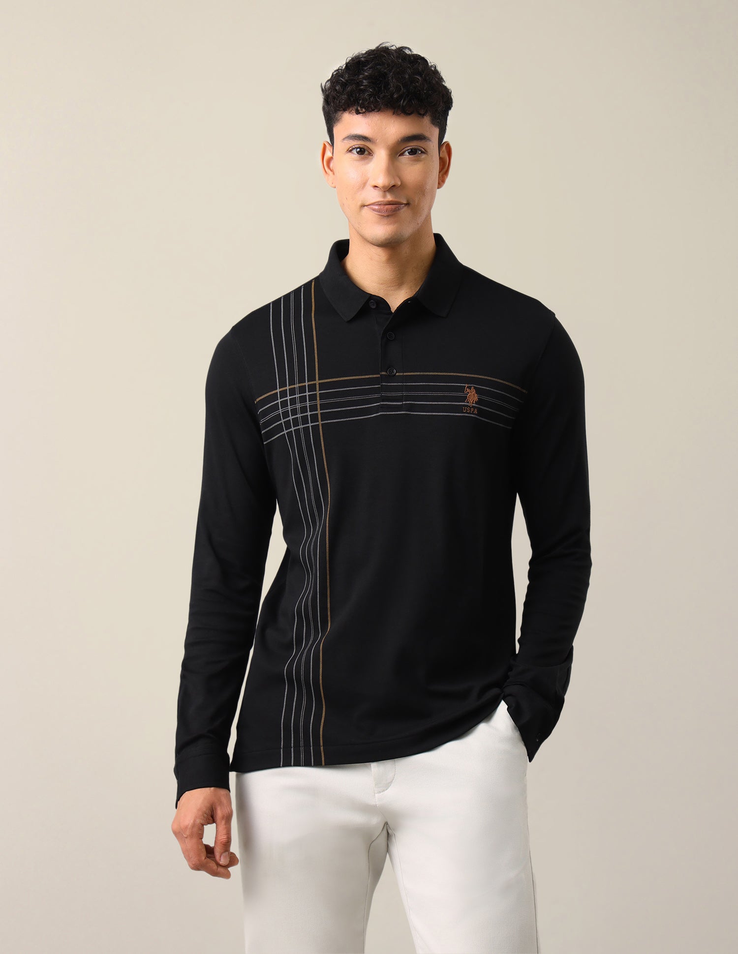 Solid Slim Fit Polo Shirt Black - U.S. Polo Assn. India | Large