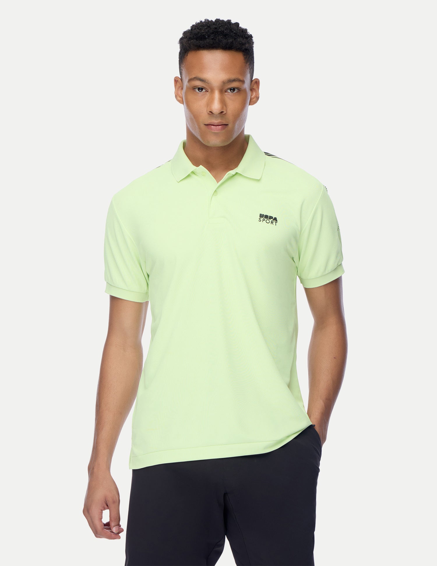 Solid Regular Fit Active Polo Shirt Lime-Green - U.S. Polo Assn. India | Large