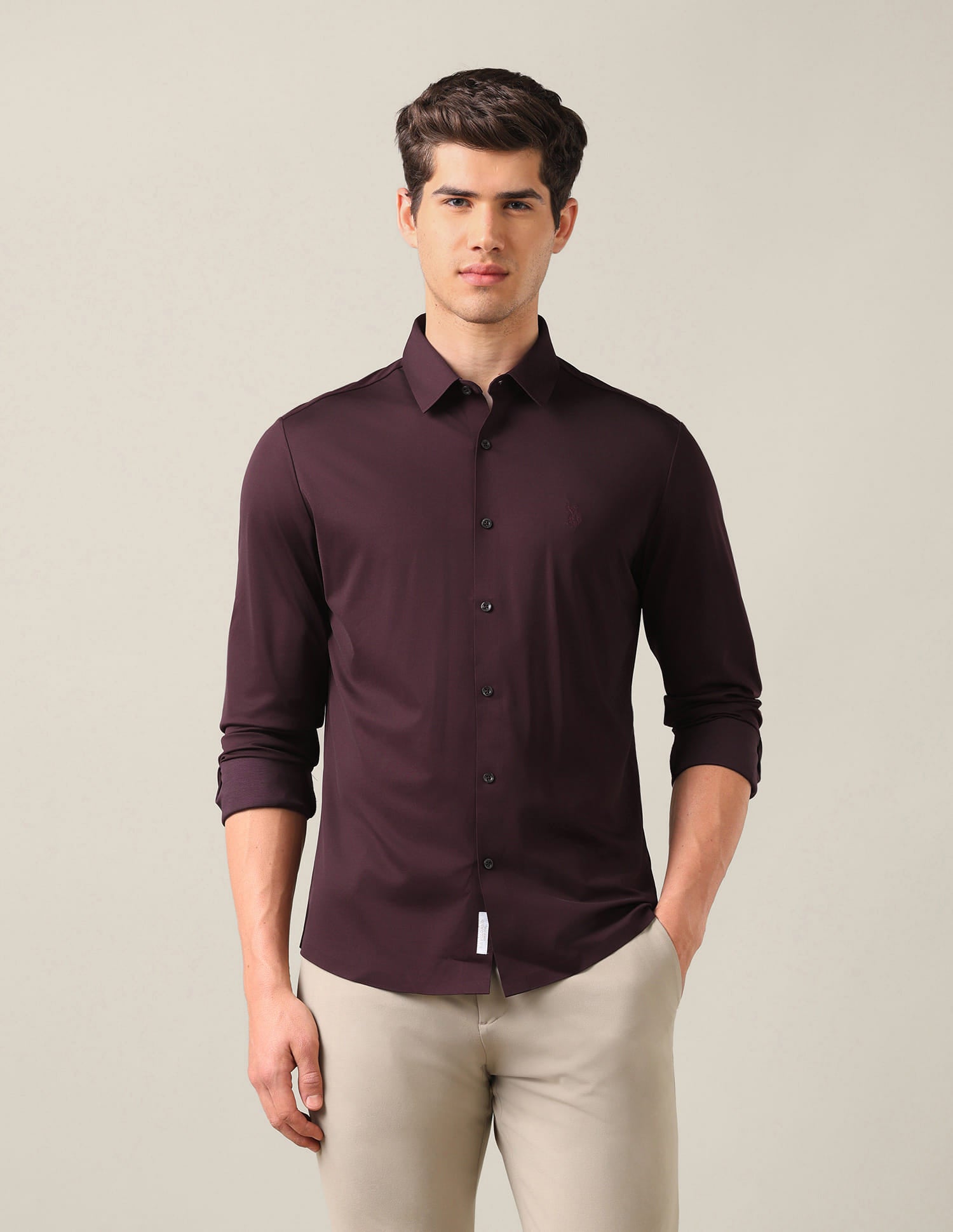 Tailored Fit Knitted Shirt Red - U.S. Polo Assn. India | Large