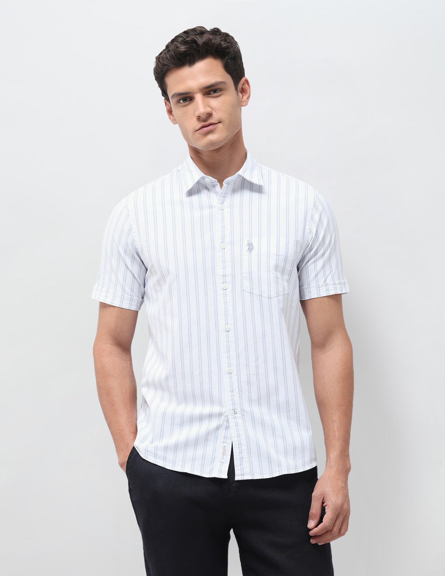 Vertical Striped Oxford Shirt Blue - U.S. Polo Assn. India | Large