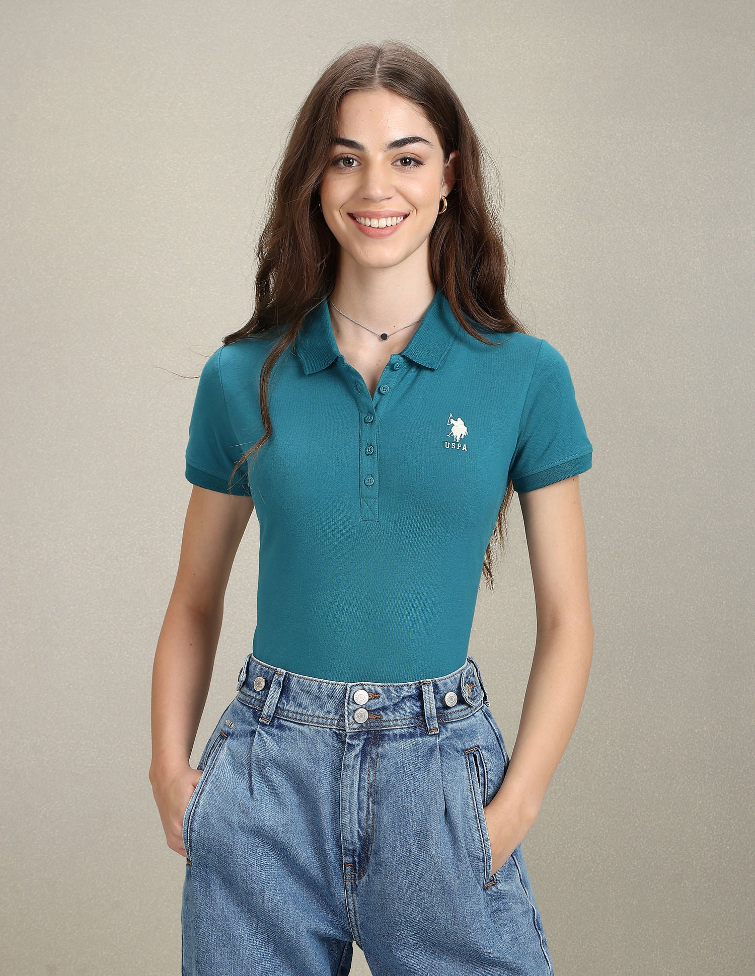 Solid Slim Polo Shirt Teal - U.S. POLO ASSN. | Large