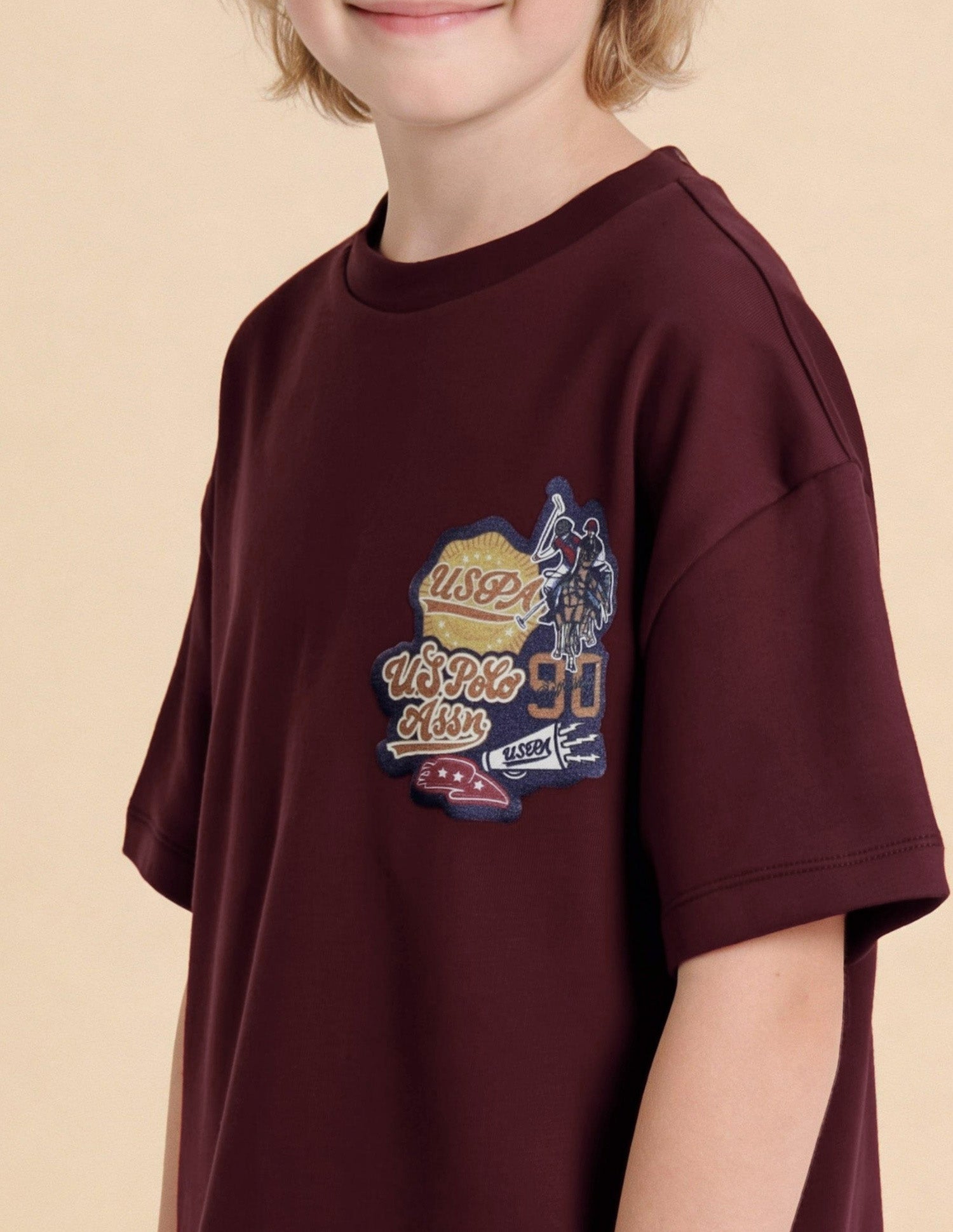 Graphic Brand Printed Oversized Fit T-Shirt Dark Red - U.S. Polo Assn. India | Large