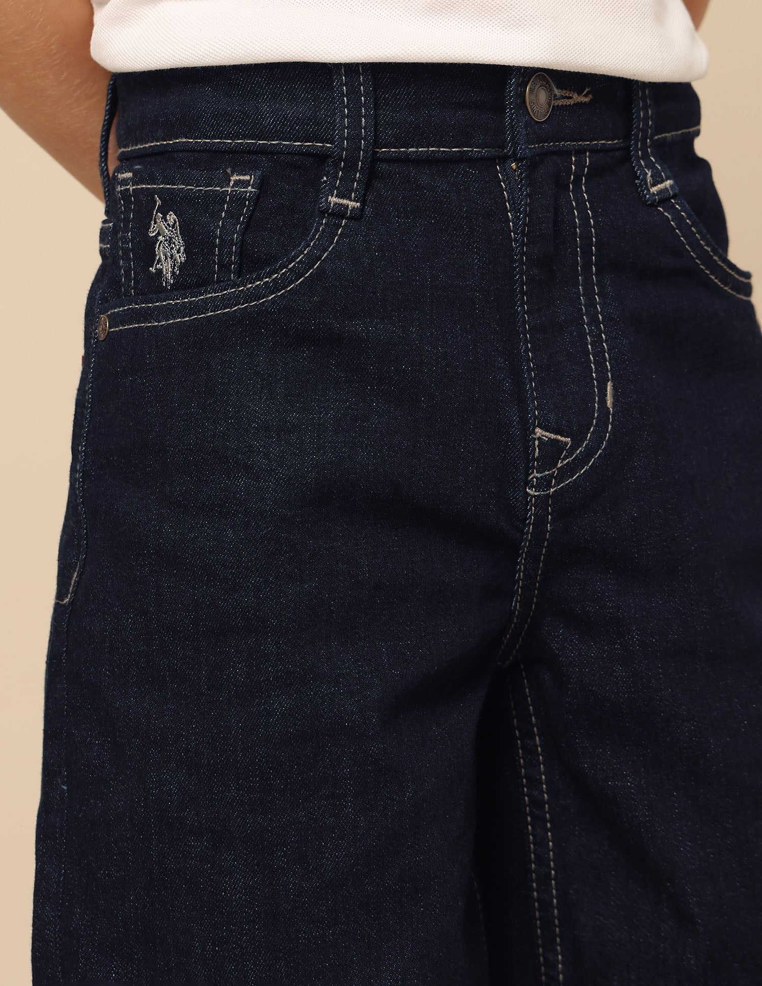 Boys Mid Rise Baggy Fit Jeans Dark Blue - U.S. POLO ASSN. | Large