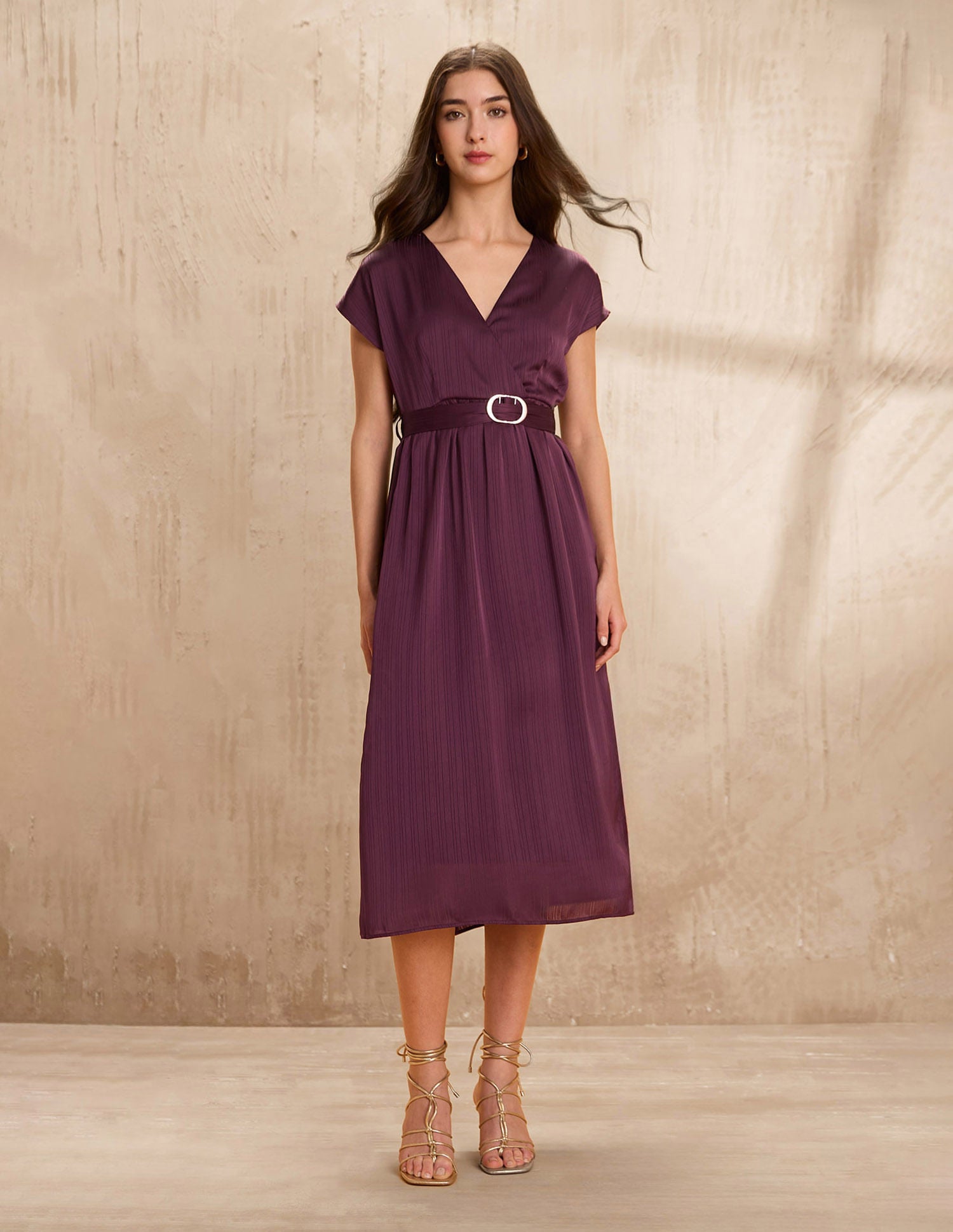 Wrap Midi Dress With Belt Purple - U.S. POLO ASSN. | Large
