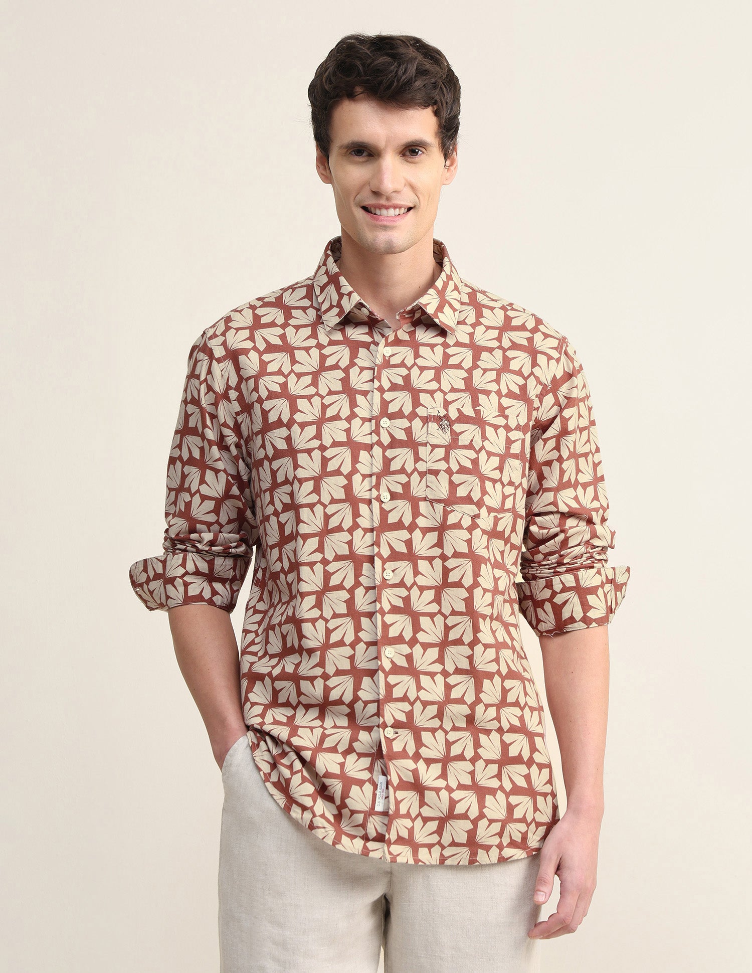 Tropical Printed Regular Fit Shirt Rust - U.S. Polo Assn. India | Large