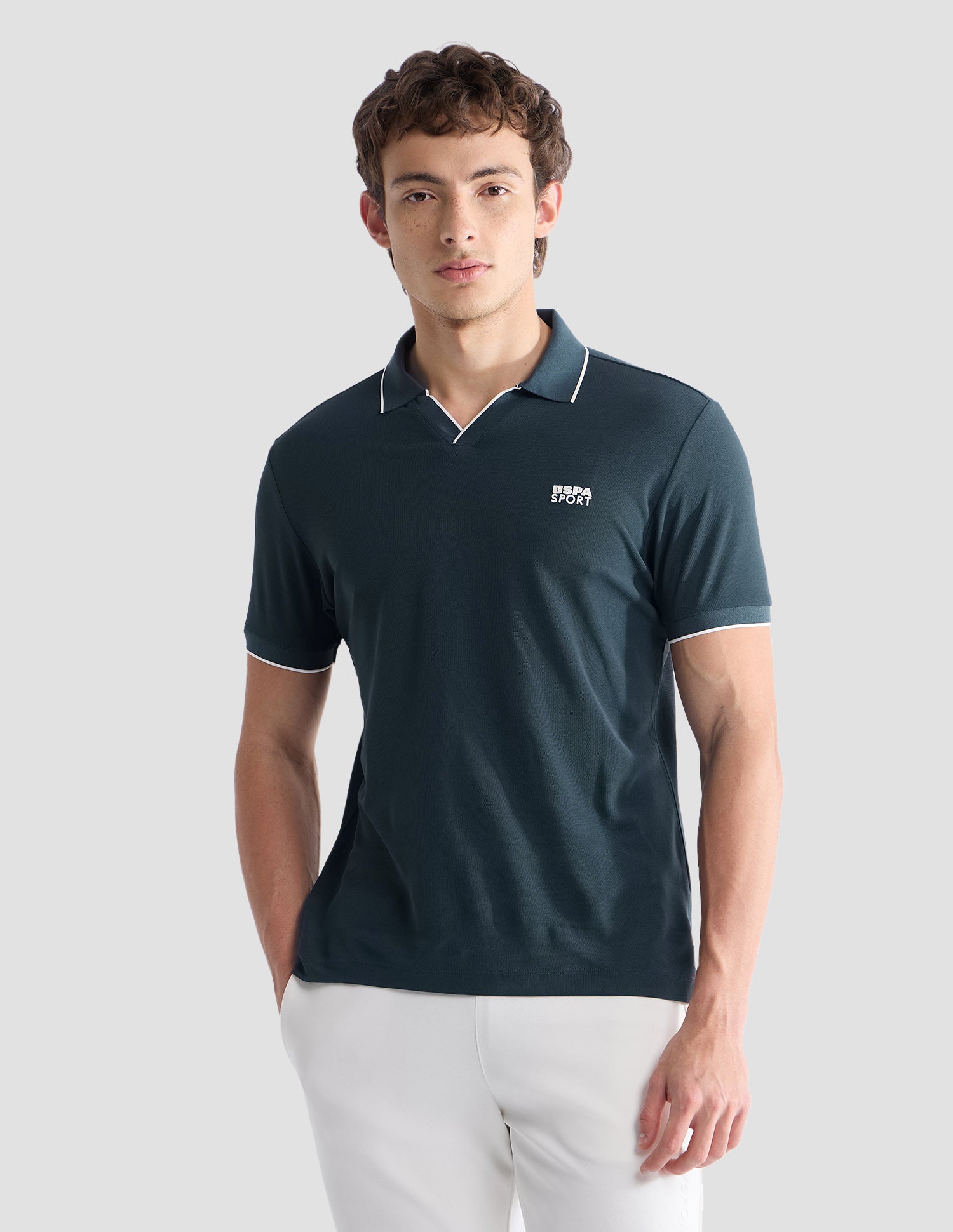 Solid Slim Fit Active Polo Shirt Teal - U.S. Polo Assn. India | Large