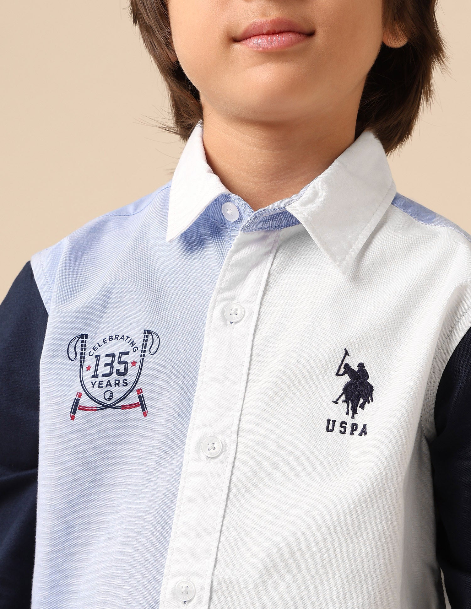 Boys Oxford Colorblocked Brand Printed Shirt Multi - U.S. Polo Assn. India | Large