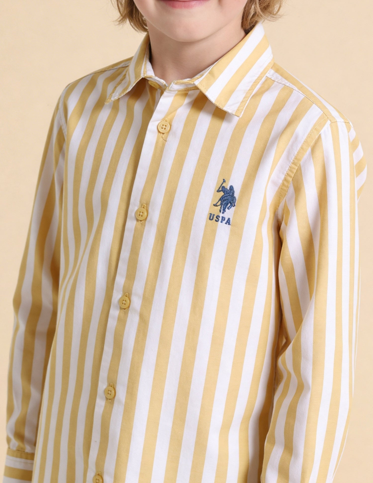 Vertical Striped Regular Fit Shirt Yellow - U.S. Polo Assn. India | Large