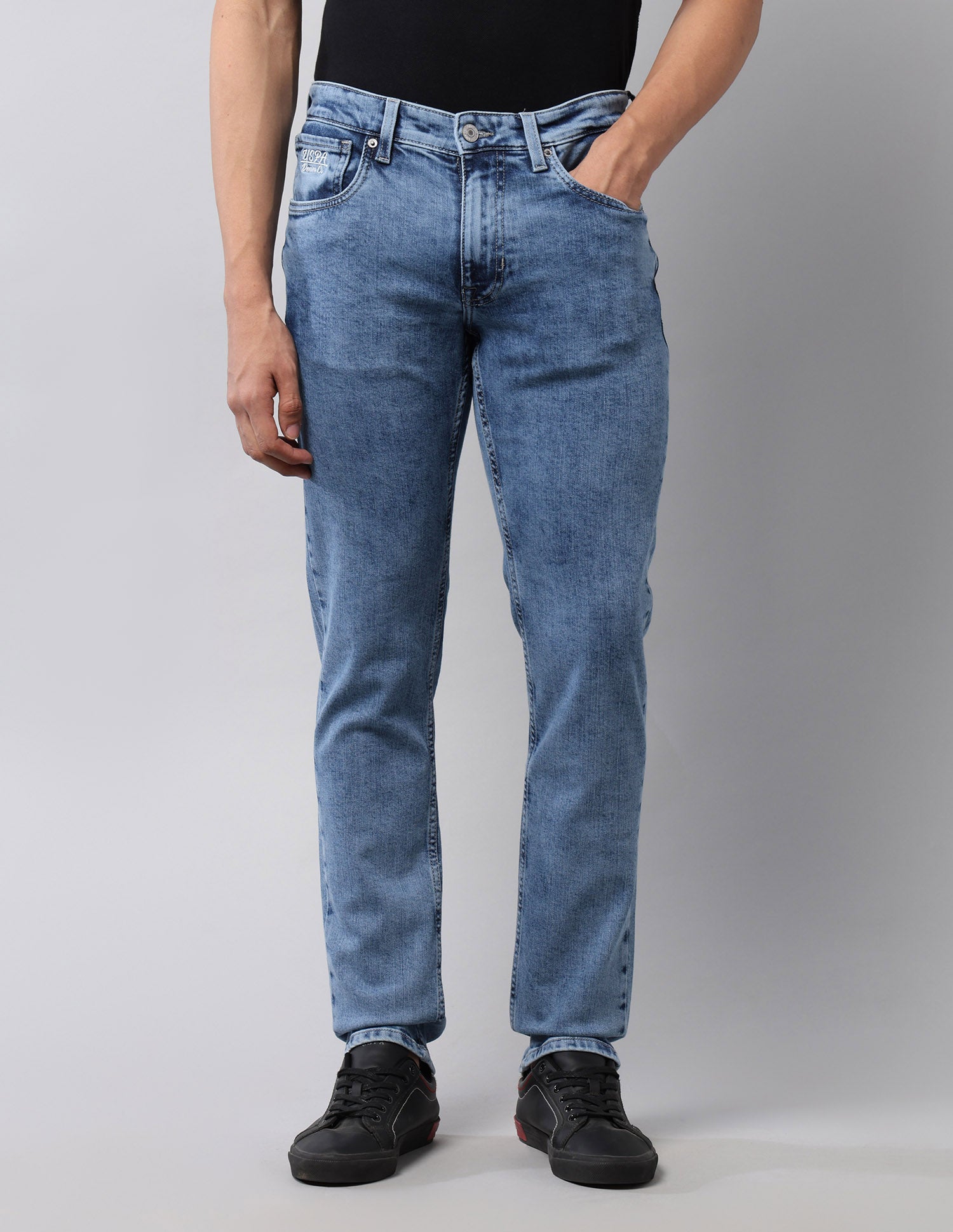 Brandon Slim Tapered Fit Blue Jeans Light Blue - U.S. POLO ASSN. | Large