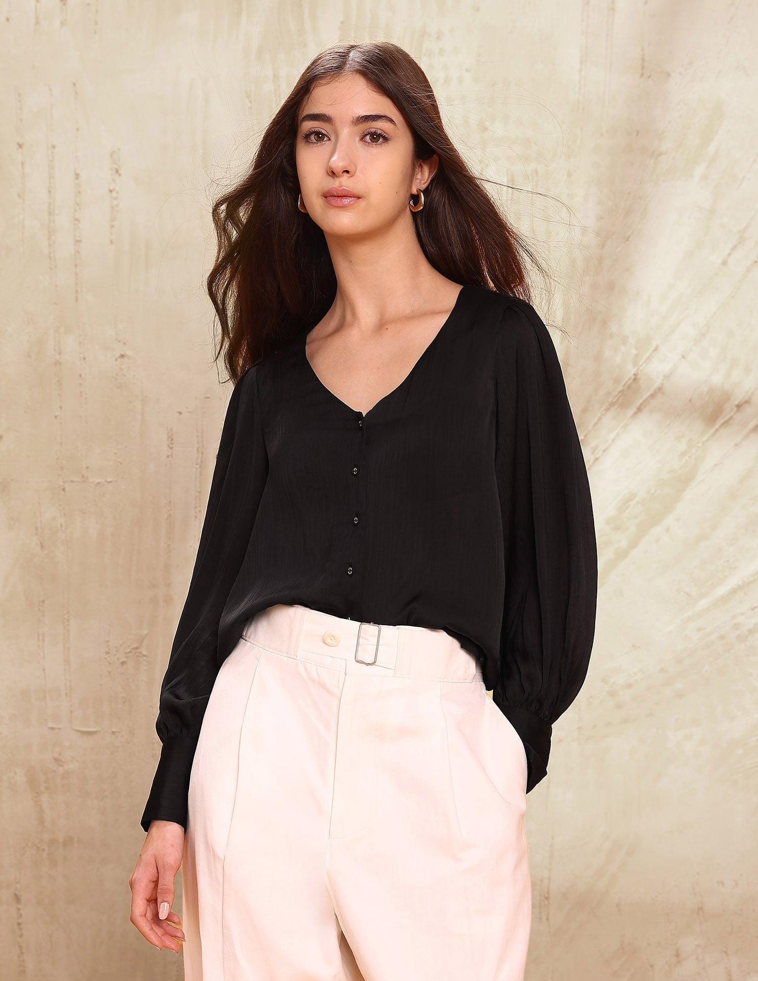 Crinkled Regular Fit Top Black - U.S. POLO ASSN. | Large