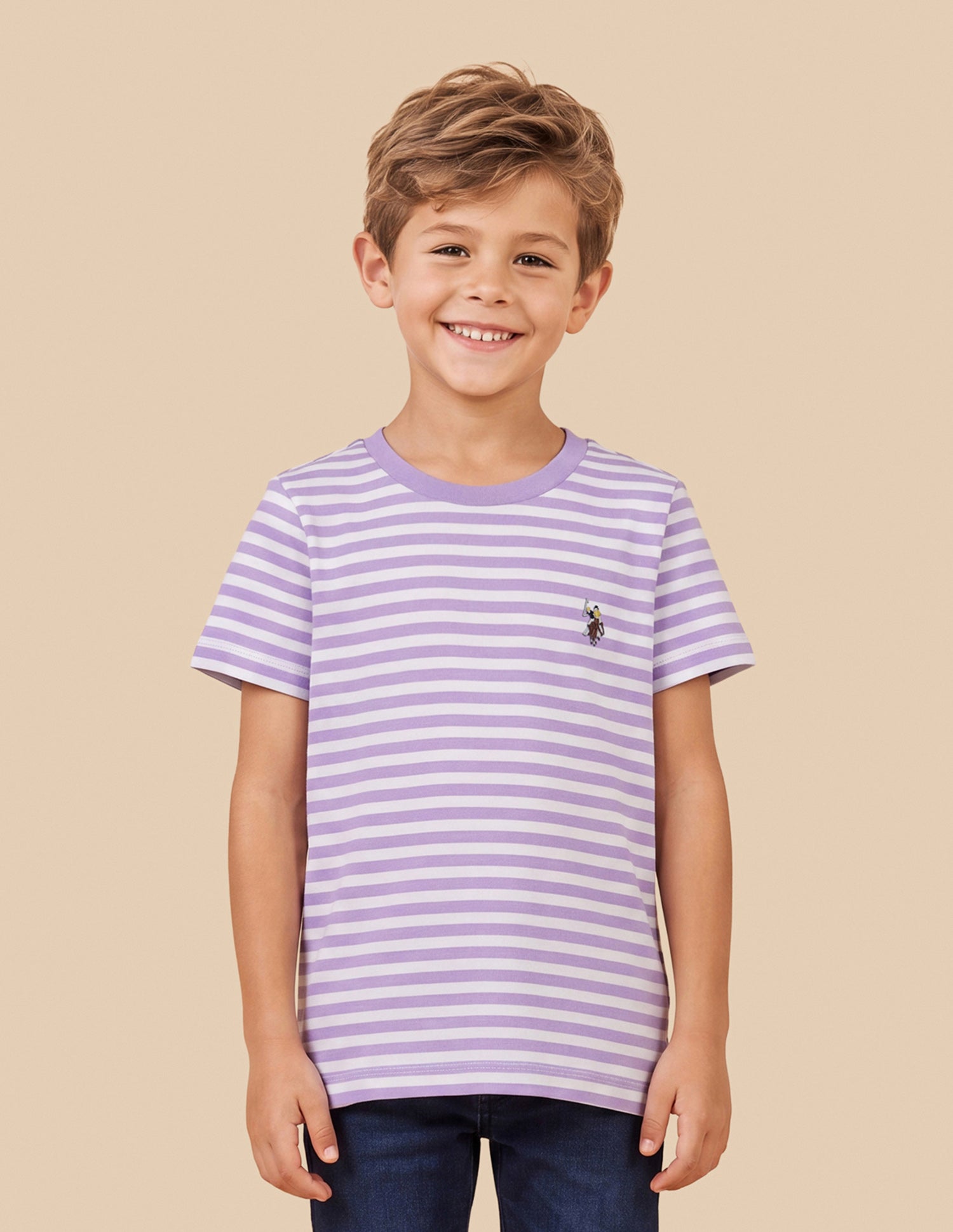 Horizontal Striped Regular Fit T-Shirt Purple - U.S. Polo Assn. India | Large