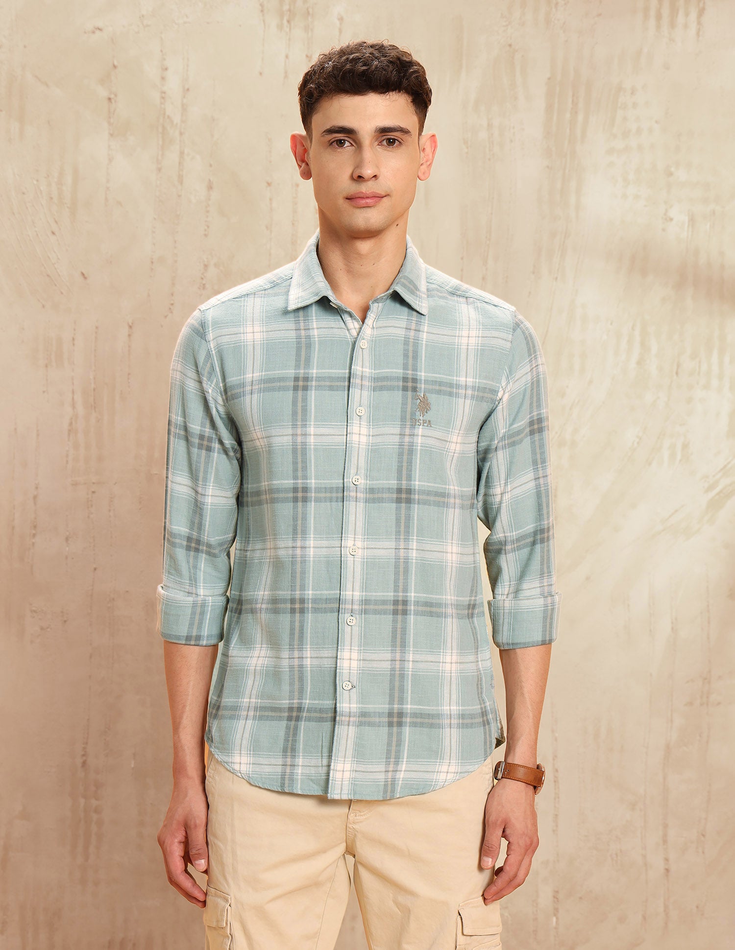 Legend Of Horseshoe Tartan Checked Shirt Light Green - U.S. POLO ASSN. | Large