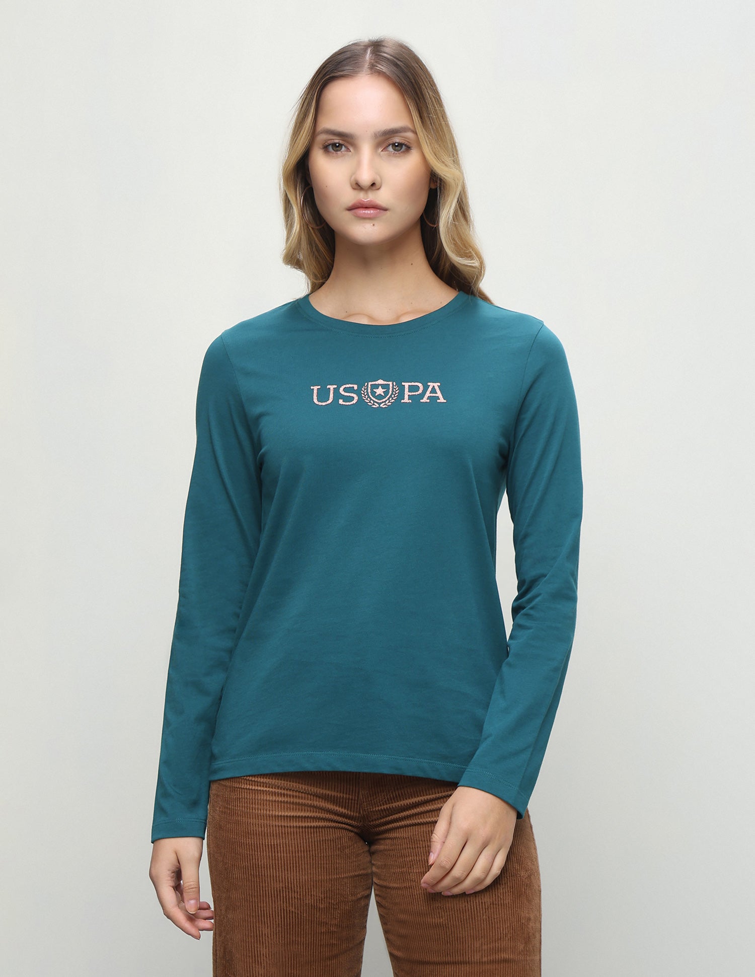 Brand Embossed Regular Fit T-Shirt Teal - U.S. Polo Assn. India | Large