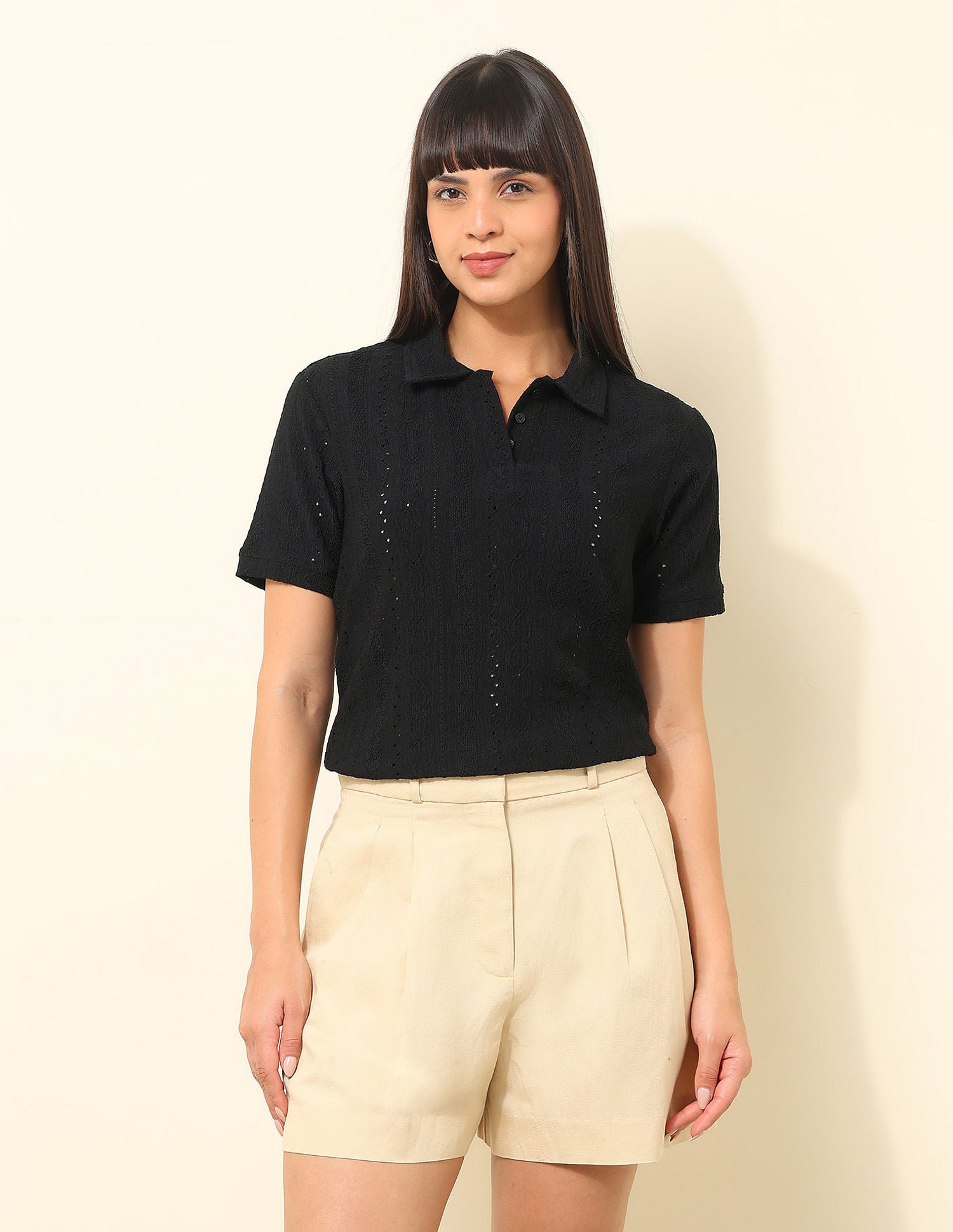 Regular Fit Textured Polo Shirt Black - U.S. POLO ASSN. | Large