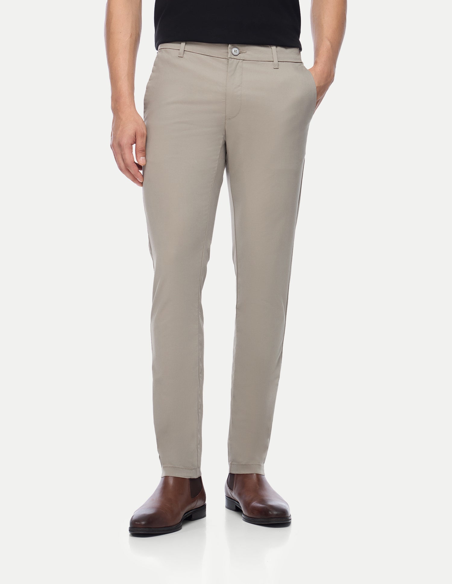 Denver Slim Fit Twill Trousers Light Khaki - U.S. Polo Assn. India | Large