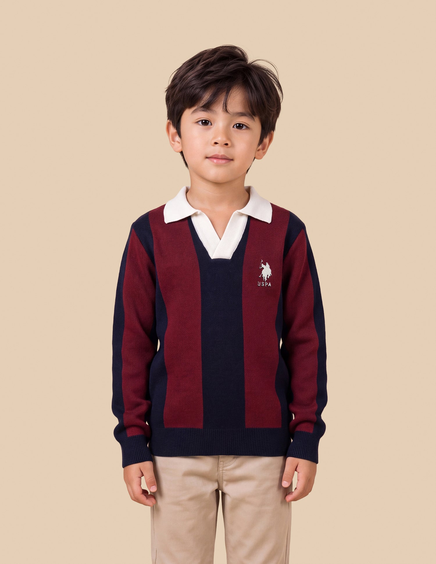 Vertical Striped Regular Fit Sweater Red - U.S. Polo Assn. India | Large