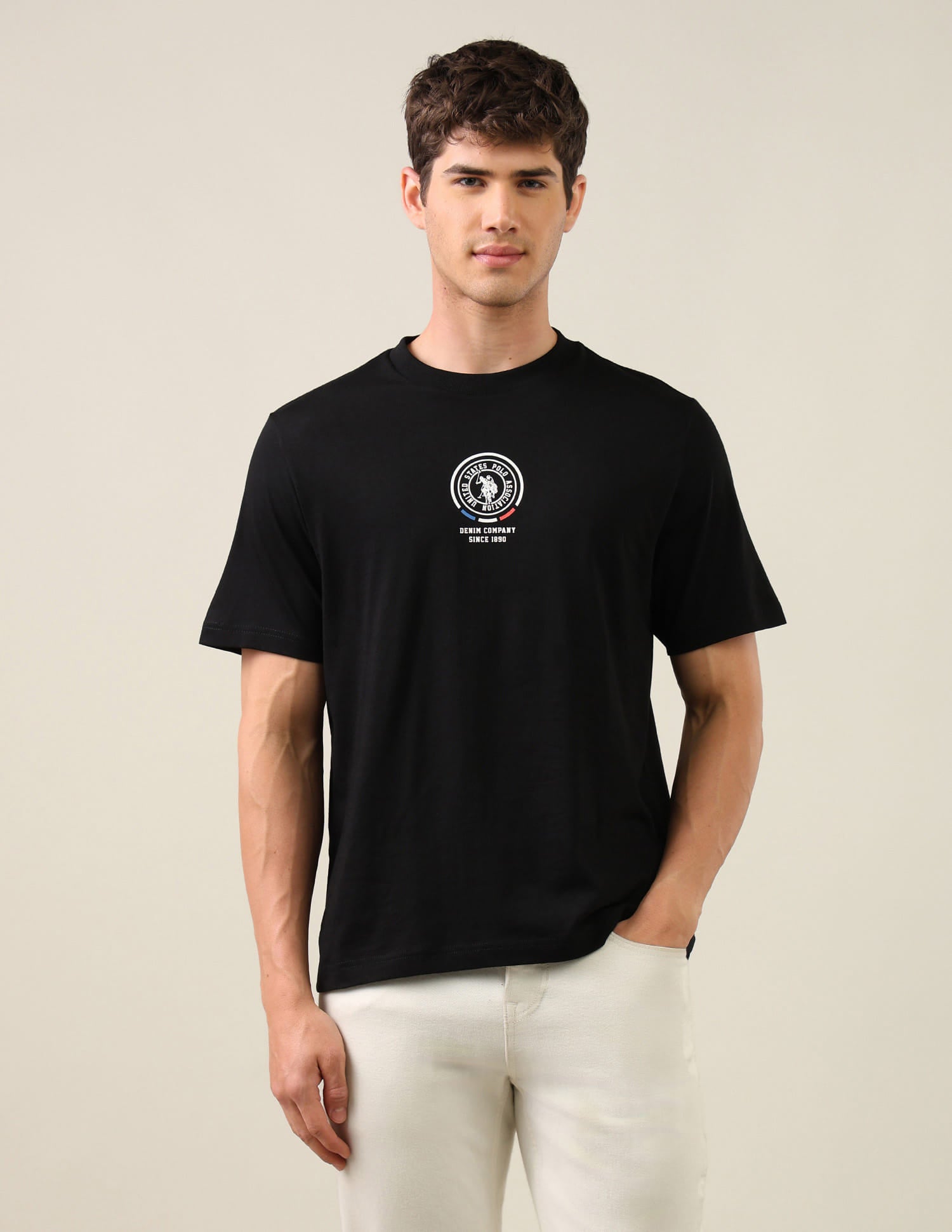 Solid Relaxed Fit T-Shirt Black - U.S. Polo Assn. India | Large