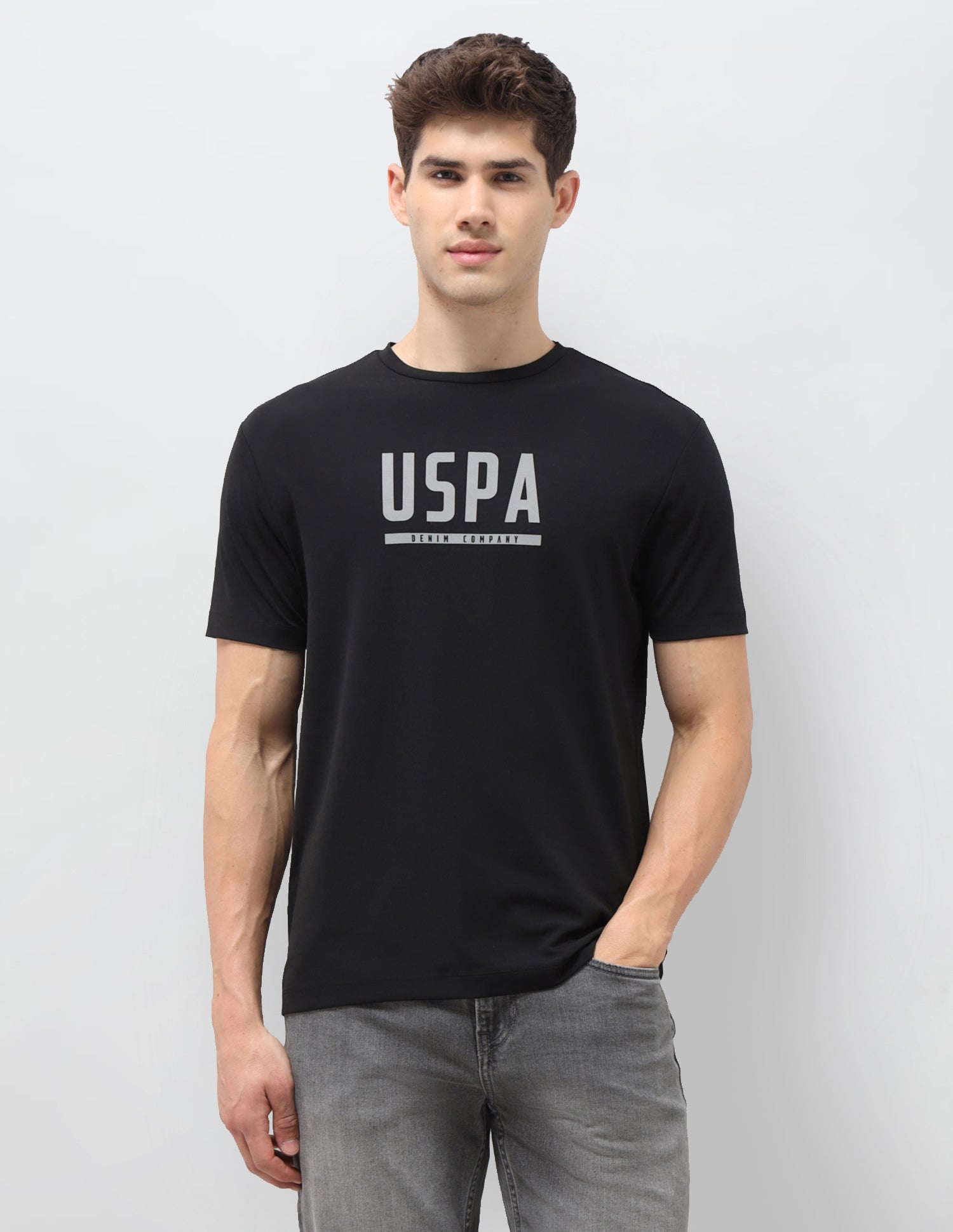 Slim Fit Brand Printed T-Shirt Black - U.S. Polo Assn. India | Large