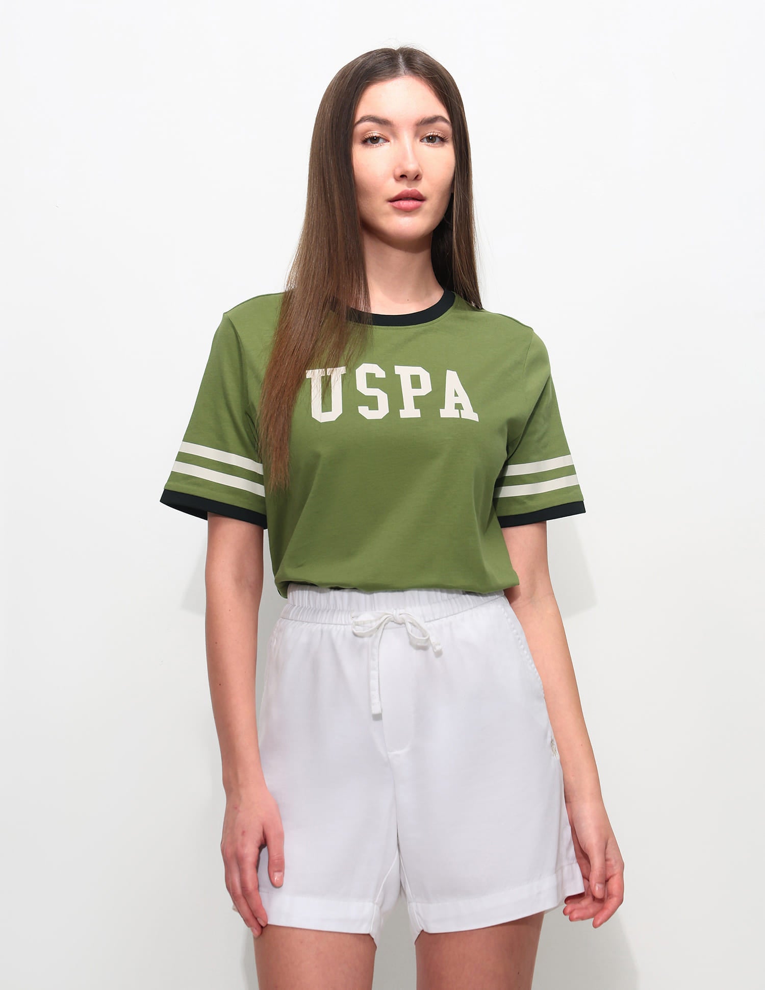 Boxy Fit Brand Printed T-Shirt Olive - U.S. Polo Assn. India | Large