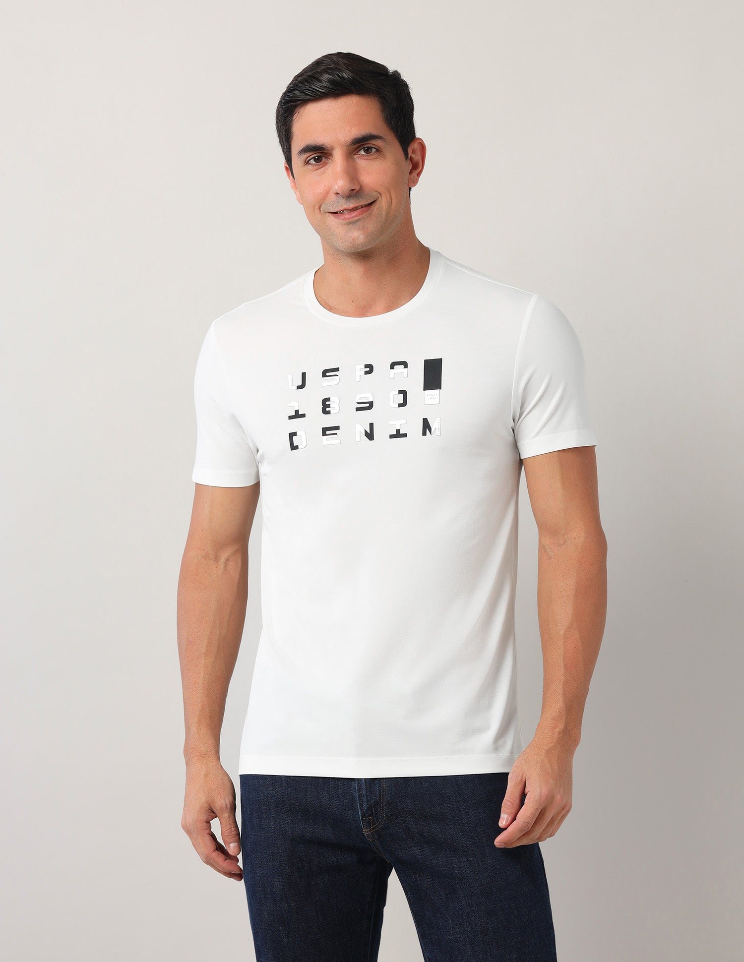 Brand Printed Black Label T-Shirt White - U.S. Polo Assn. India | Large