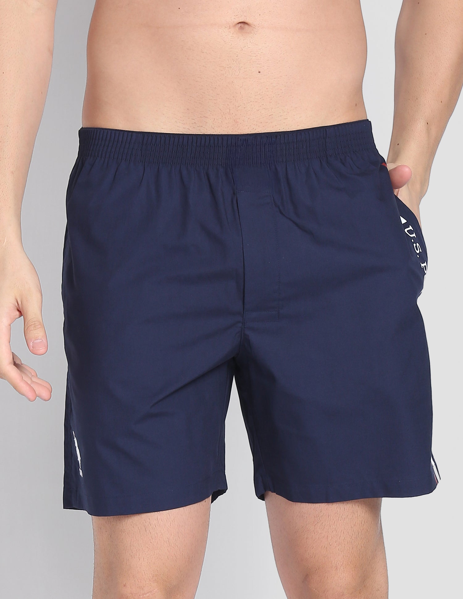 Brand Stripe Dual Pocket IYAX Boxers - Pack Of 1 Navy - U.S. POLO ASSN. | Large