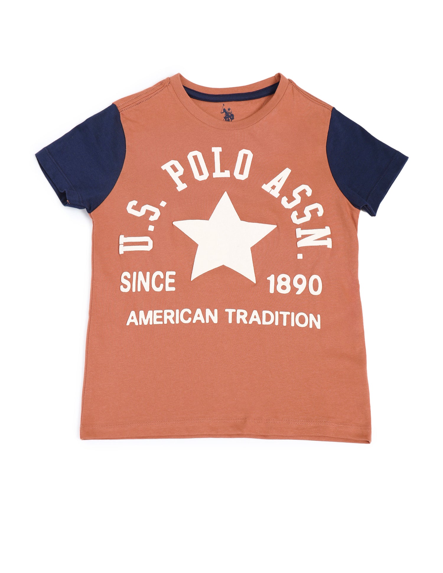 Boys Round Neck Graphic Printed T-Shirt Rust - U.S. POLO ASSN. | Large