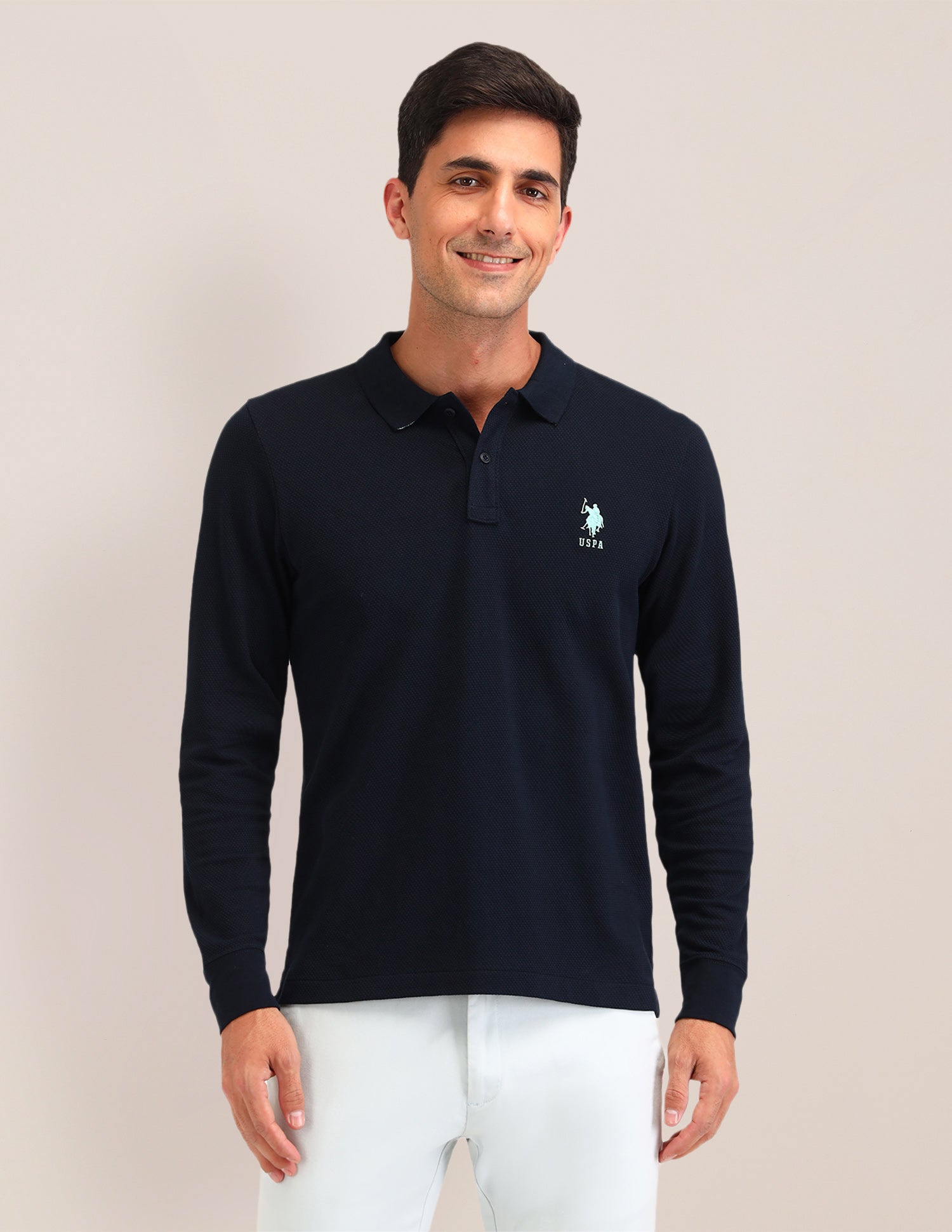 Solid Slim Fit Polo Shirts Navy - U.S. Polo Assn. India | Large