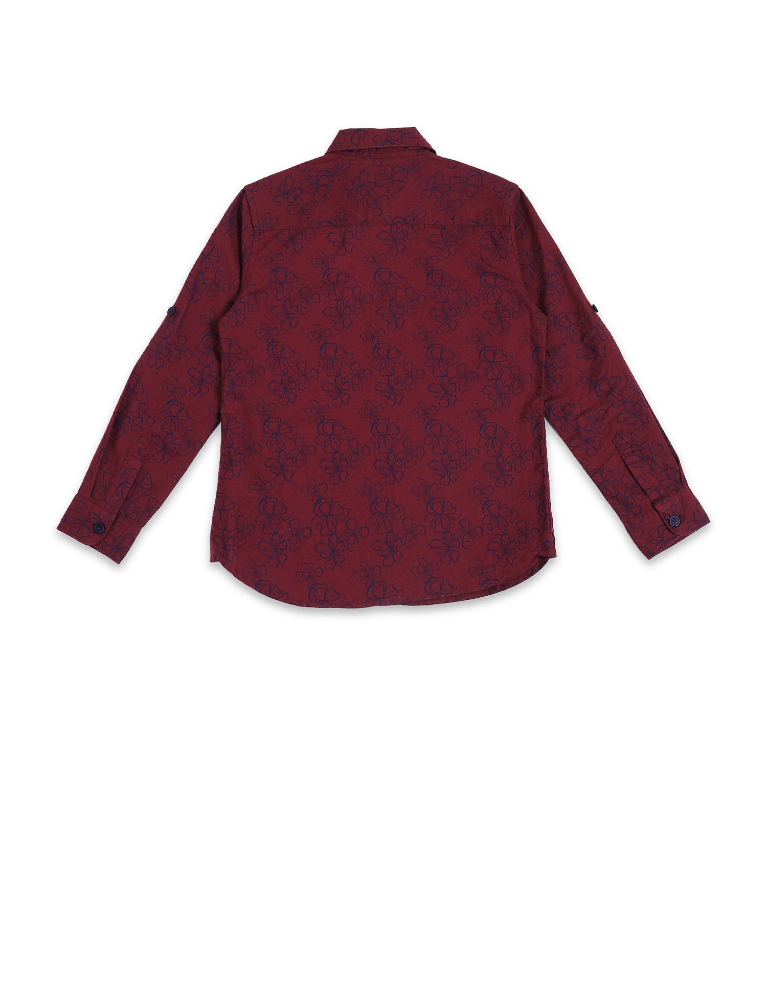 Boys Floral Print Cotton Shirt Maroon - U.S. POLO ASSN. | Large