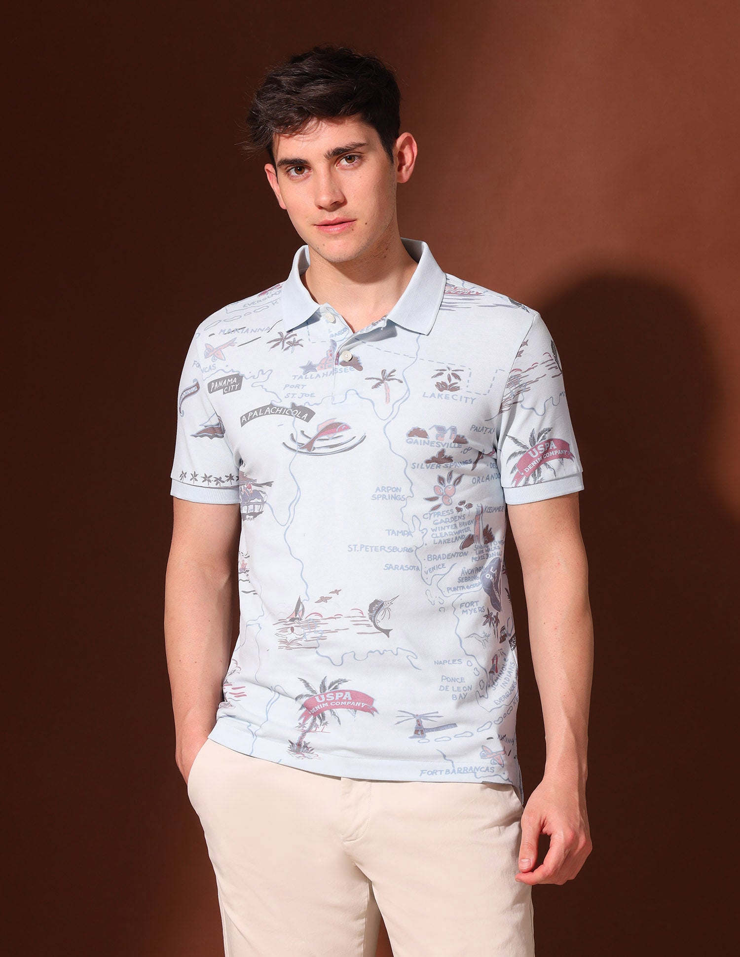 Graphic Muscle Fit Polo Shirt Blue - U.S. Polo Assn. India | Large