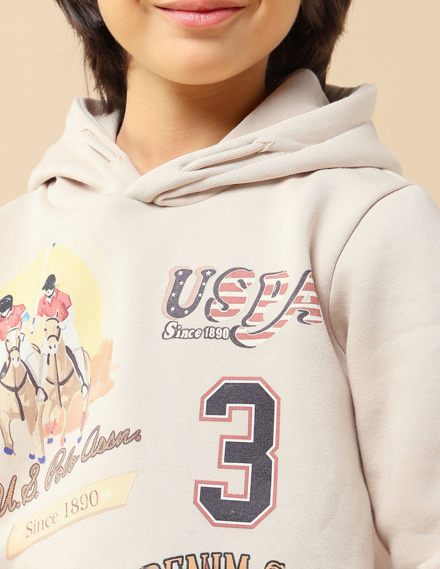 Boys Graphic Brand Printed Regular Fit Sweatshirt Light Brown - U.S. POLO ASSN. | Large