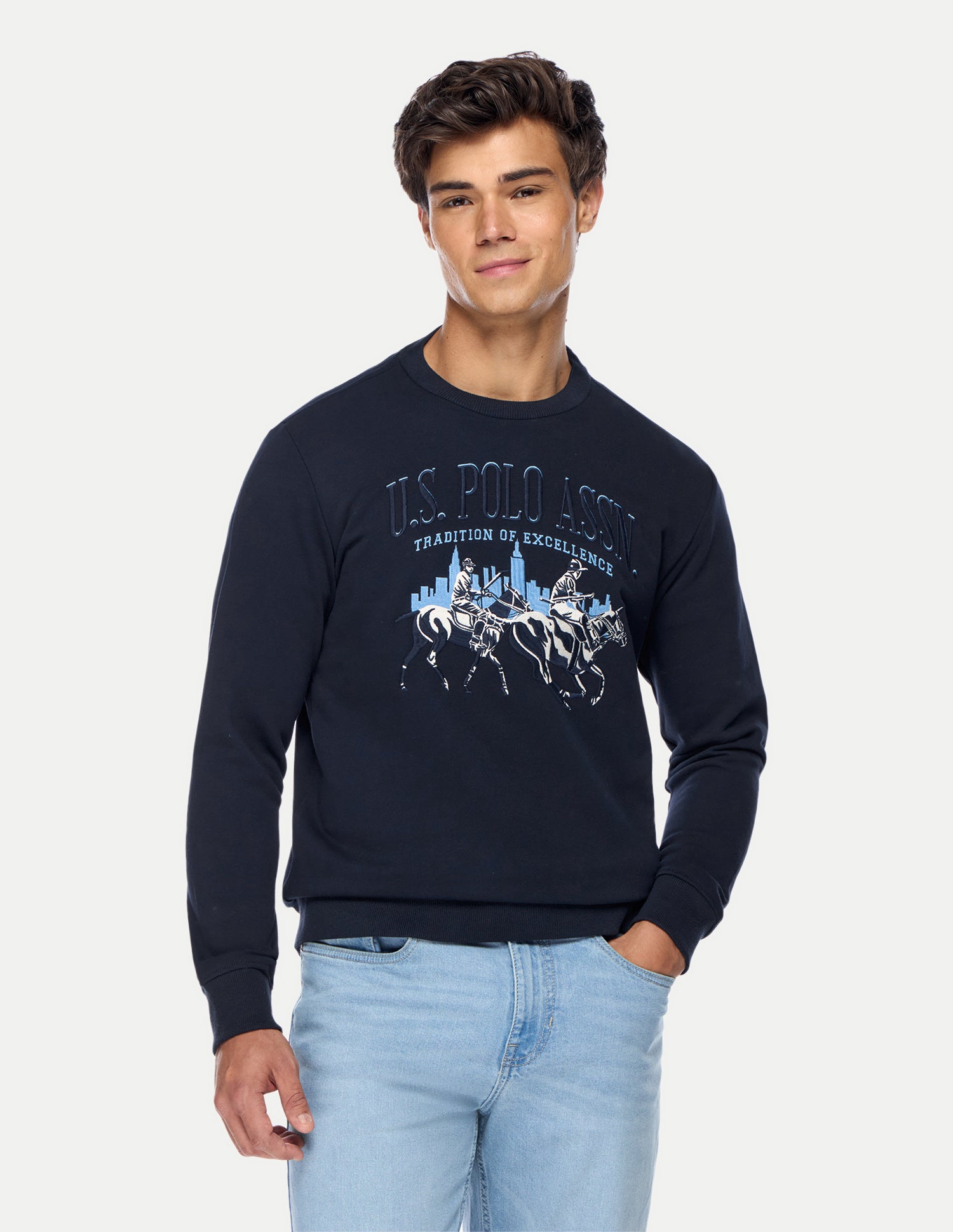 Brand Embroidered Regular Fit Sweatshirt Dark Blue - U.S. Polo Assn. India | Large