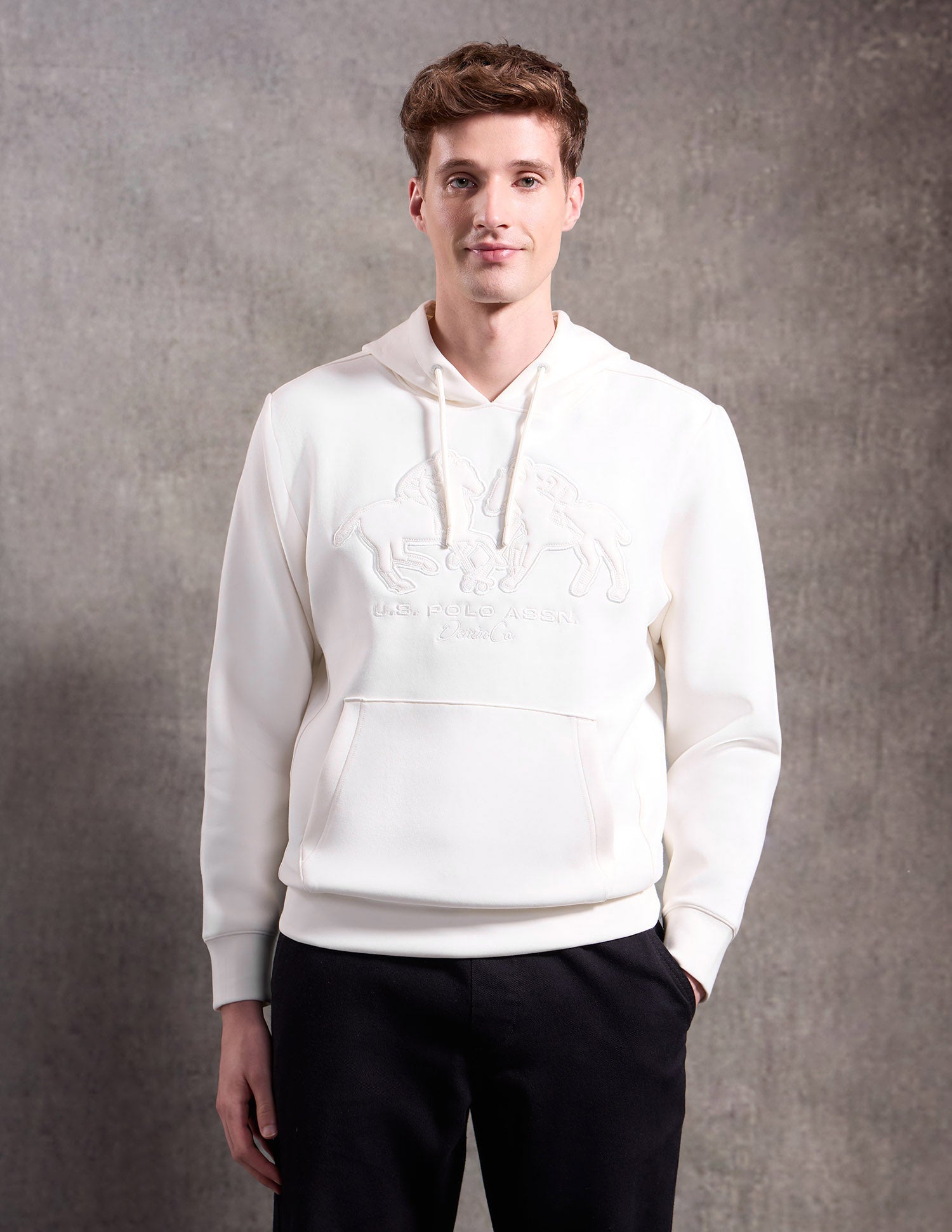 Graphic Embossed Black & Gold Sweatshirt Ecru - U.S. POLO ASSN. | Large