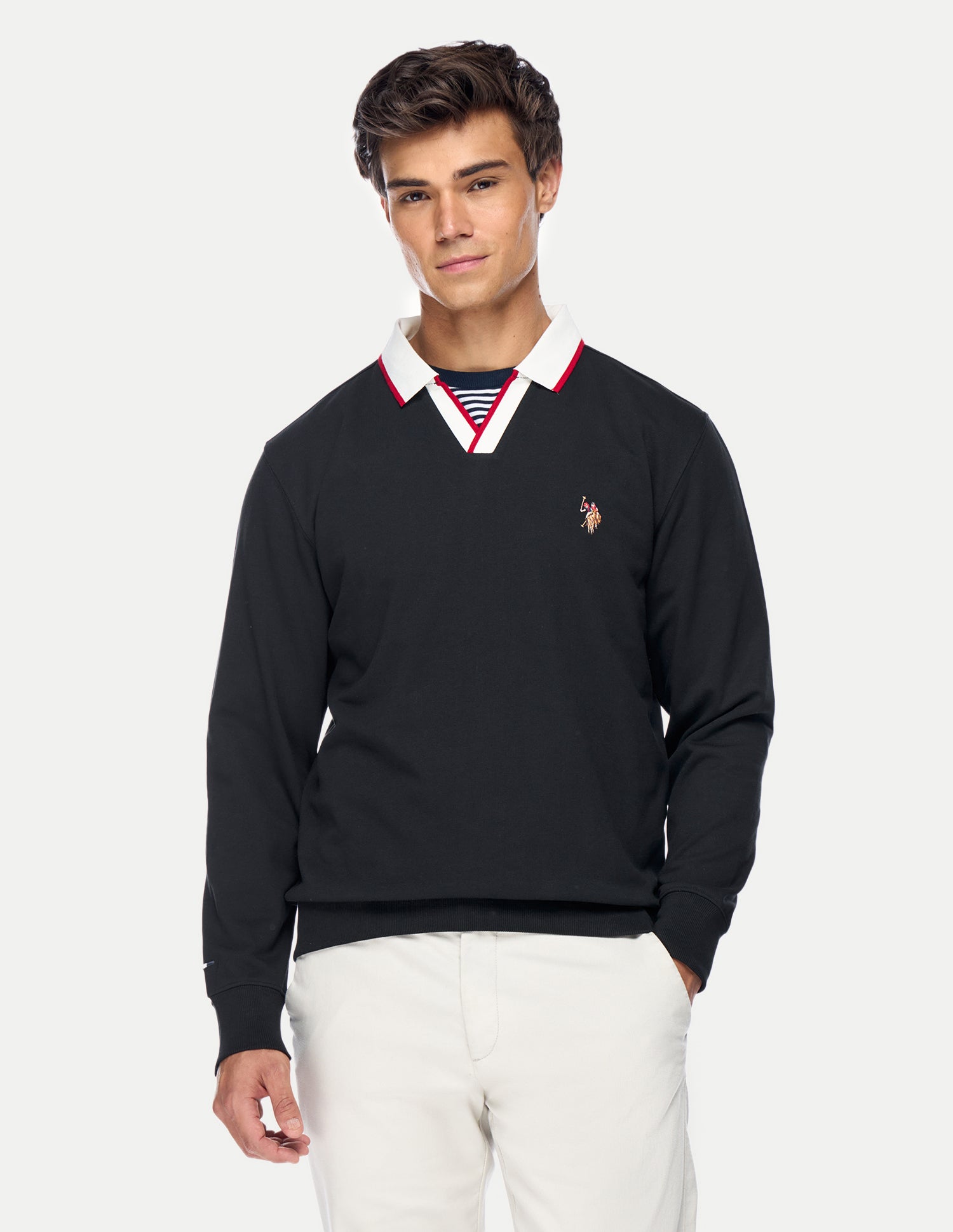Solid Relaxed Fit Sweatshirt Black - U.S. Polo Assn. India | Large