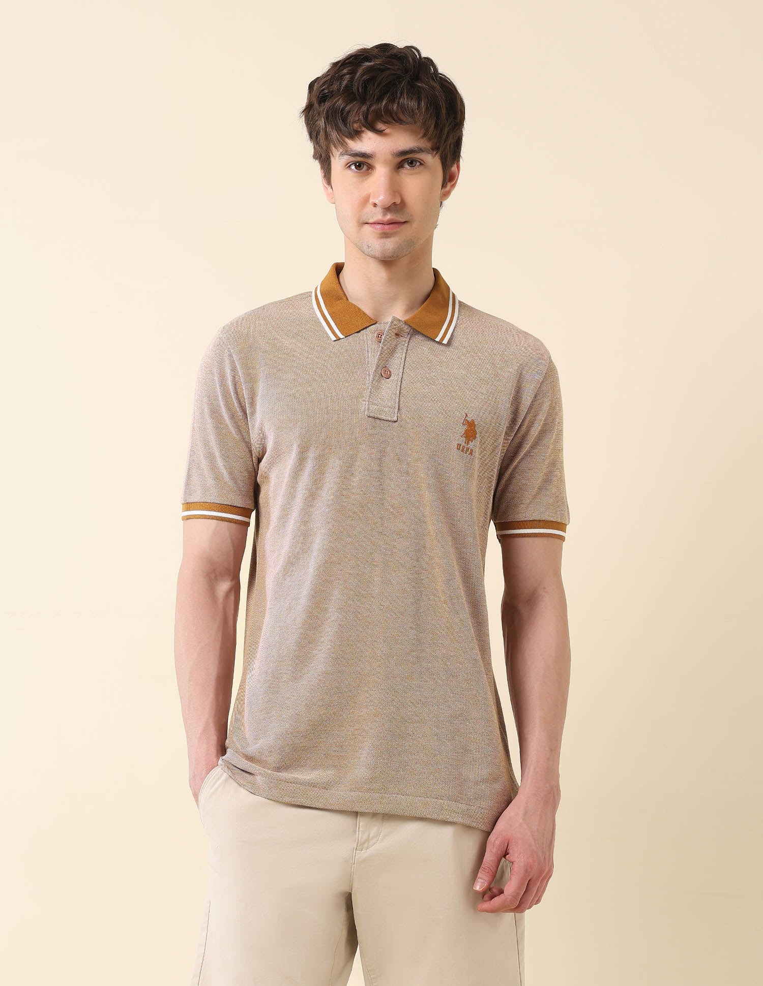 Heathered Classic Polo Shirt Mustard - U.S. POLO ASSN. | Large