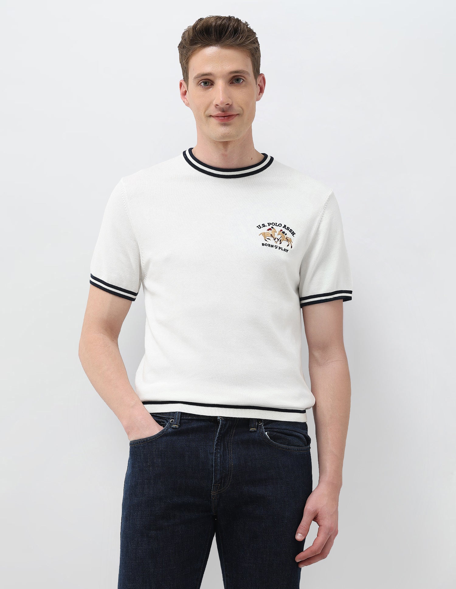 Solid Slim Fit T-Shirt White - U.S. Polo Assn. India | Large